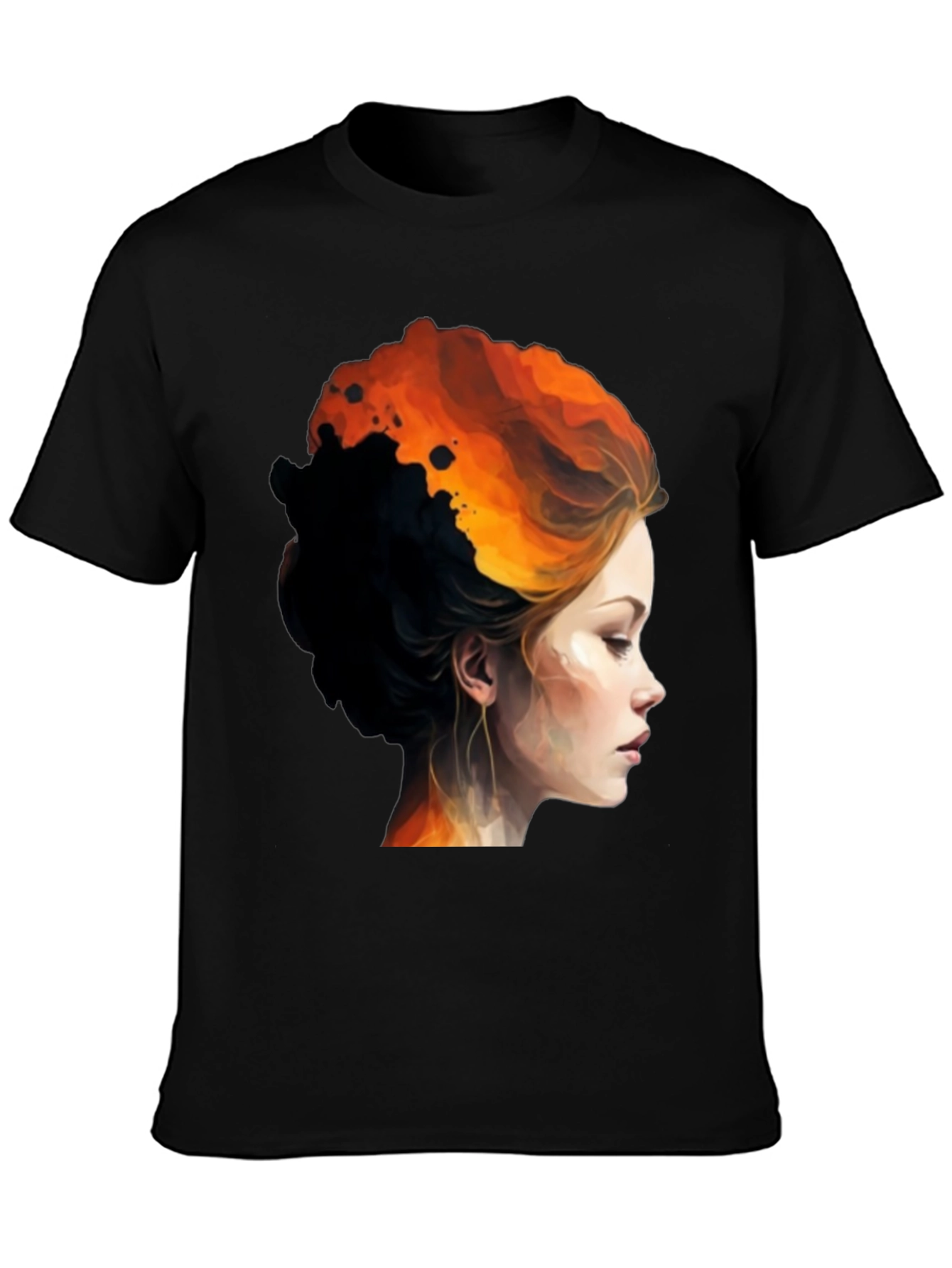 Black Fiery Woman Graphic Tee - Bold Artistic Design view 3