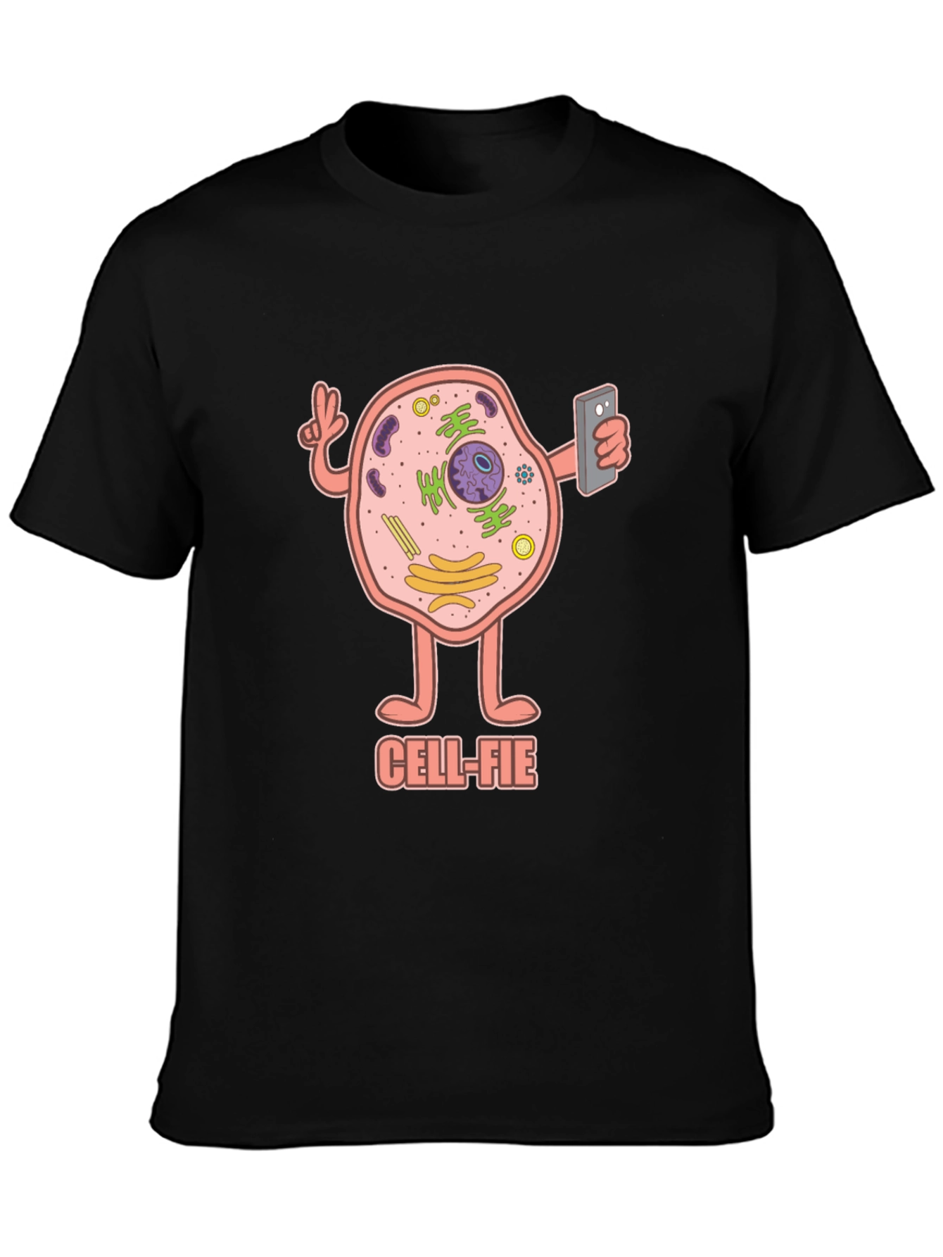 Black Cell-fie T-Shirt: Science Humor Tee view 3