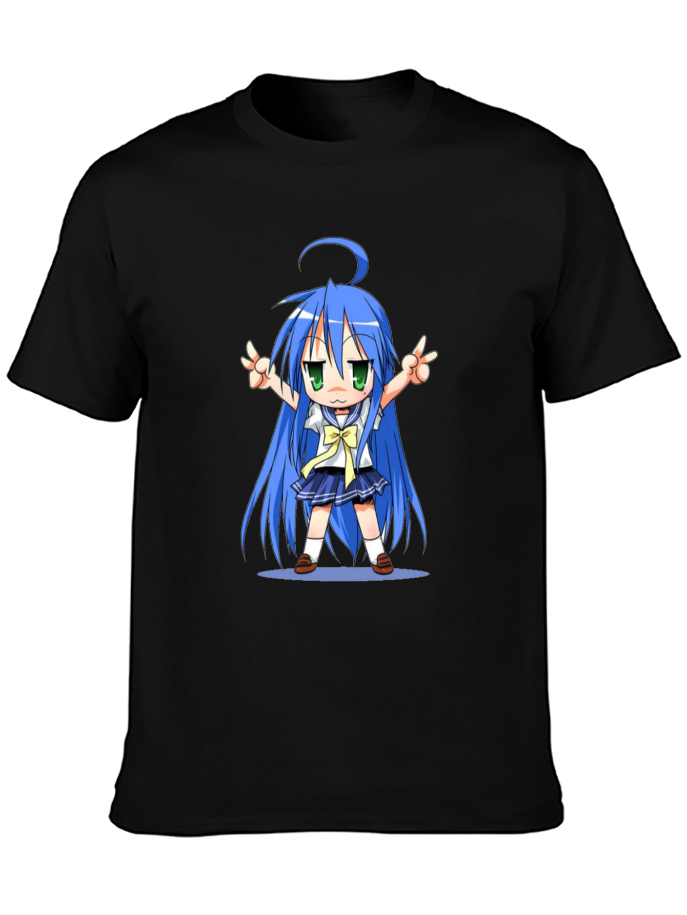 Black Anime Girl Graphic T-Shirt - Black Cotton Tee view 3