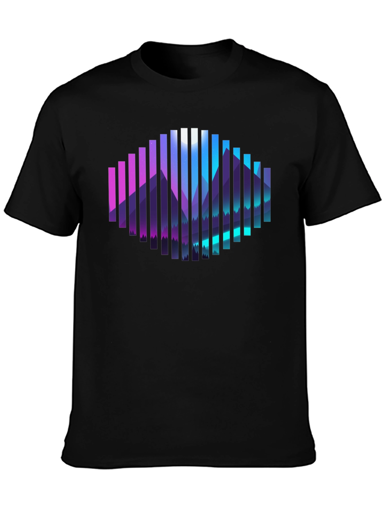 Black Geometric Mountainscape Graphic Tee - Black view 3