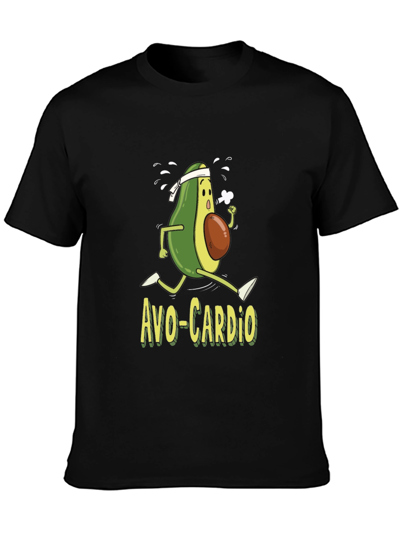 Black Avo-Cardio T-Shirt Funny Avocado Running Workout Tee view 3