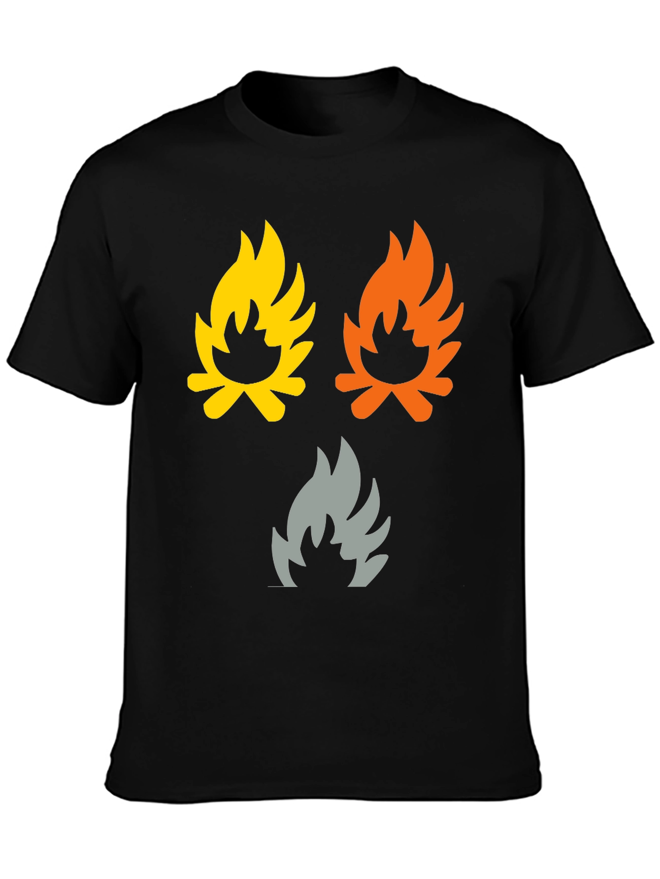 Black Campfire Flames Graphic Tee - Soft Cotton Shirt view 3