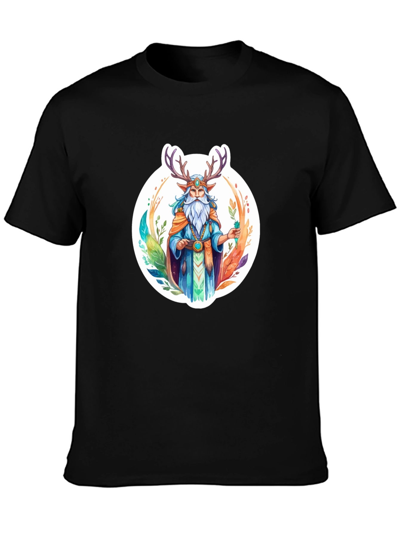 Black Nature Wizard Graphic T-Shirt - Unique Design view 3