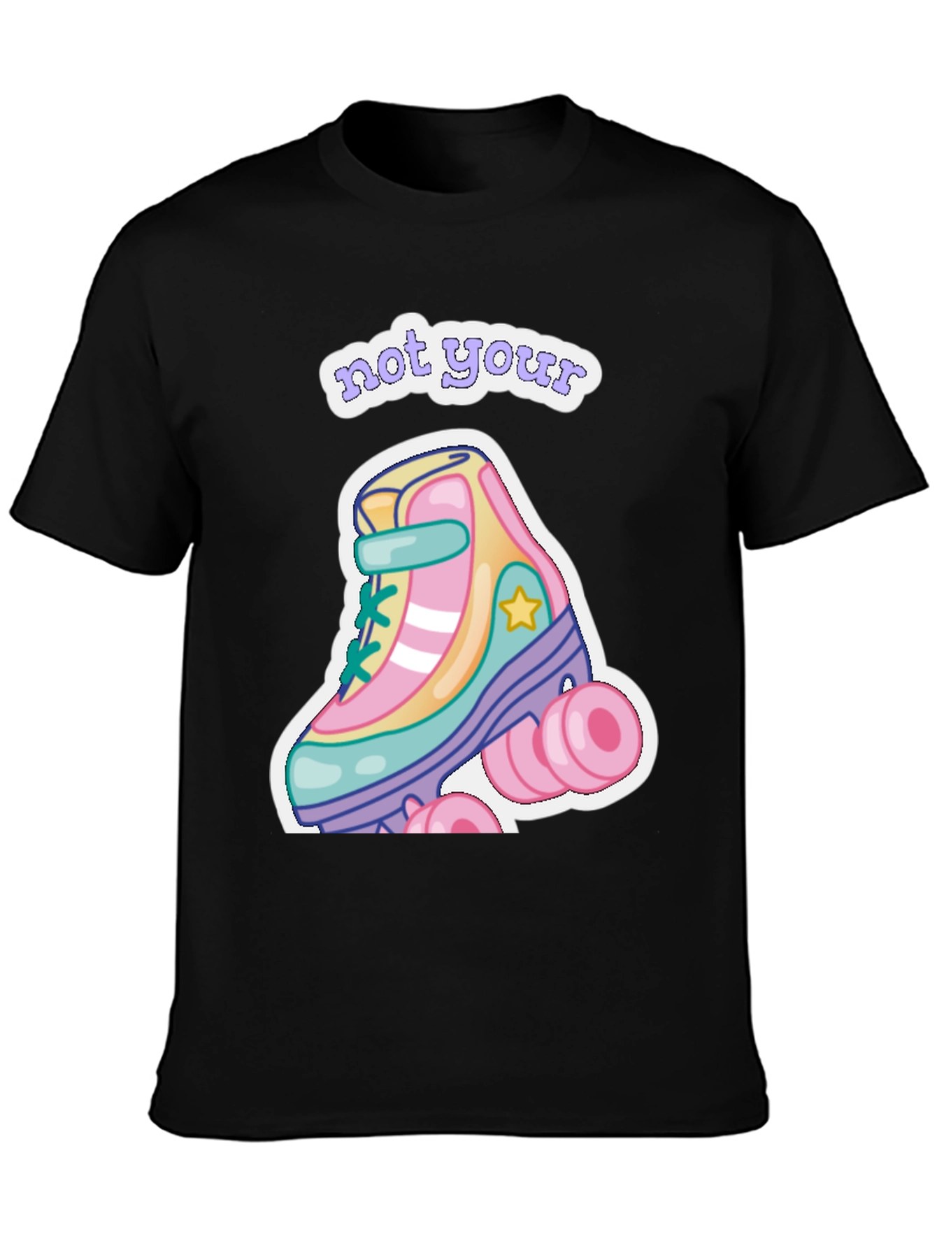 Black Retro Roller Skate T-Shirt - Not Your Skate! view 3