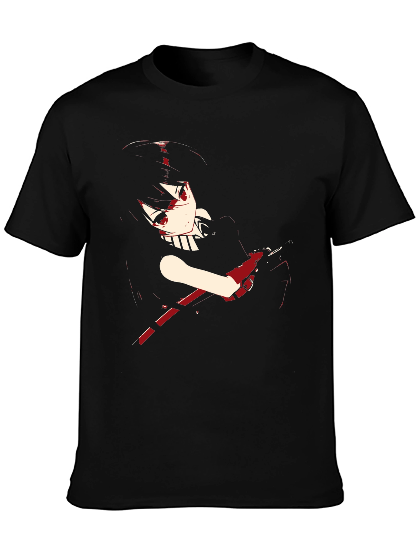 Black Anime Girl Graphic Black T-Shirt view 3