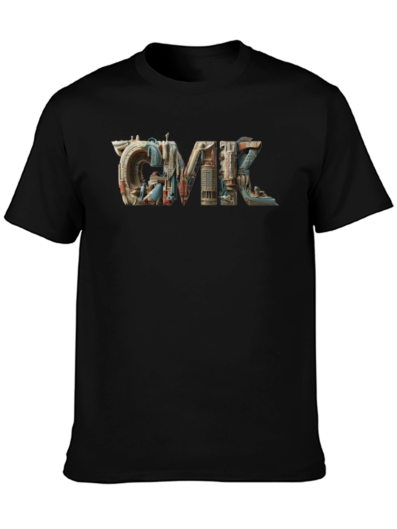 Black Architectural CMK Graphic T-Shirt - Black Cotton Blend view 3