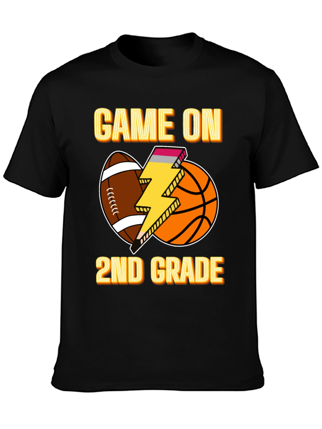 Black Game On 2nd Grade T-Shirt view 3
