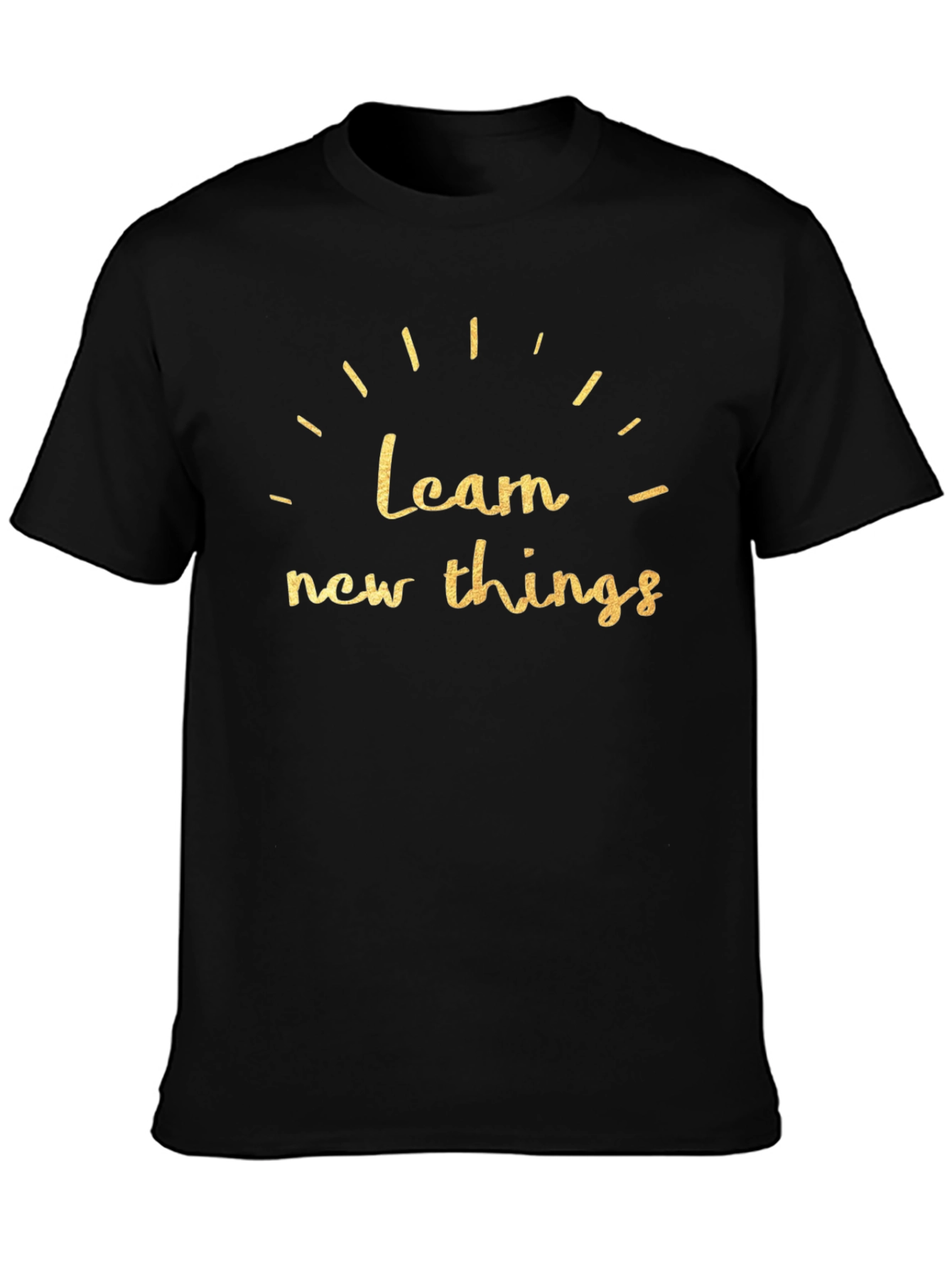 Black Learn New Things T-Shirt - Motivational Graphic Tee view 3