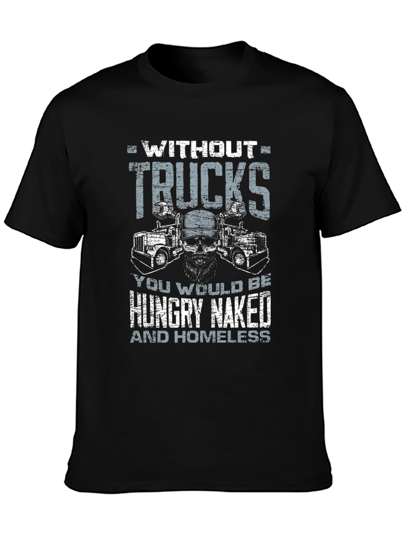 Black Trucker T-Shirt - Without Trucks - Graphic Tee view 3