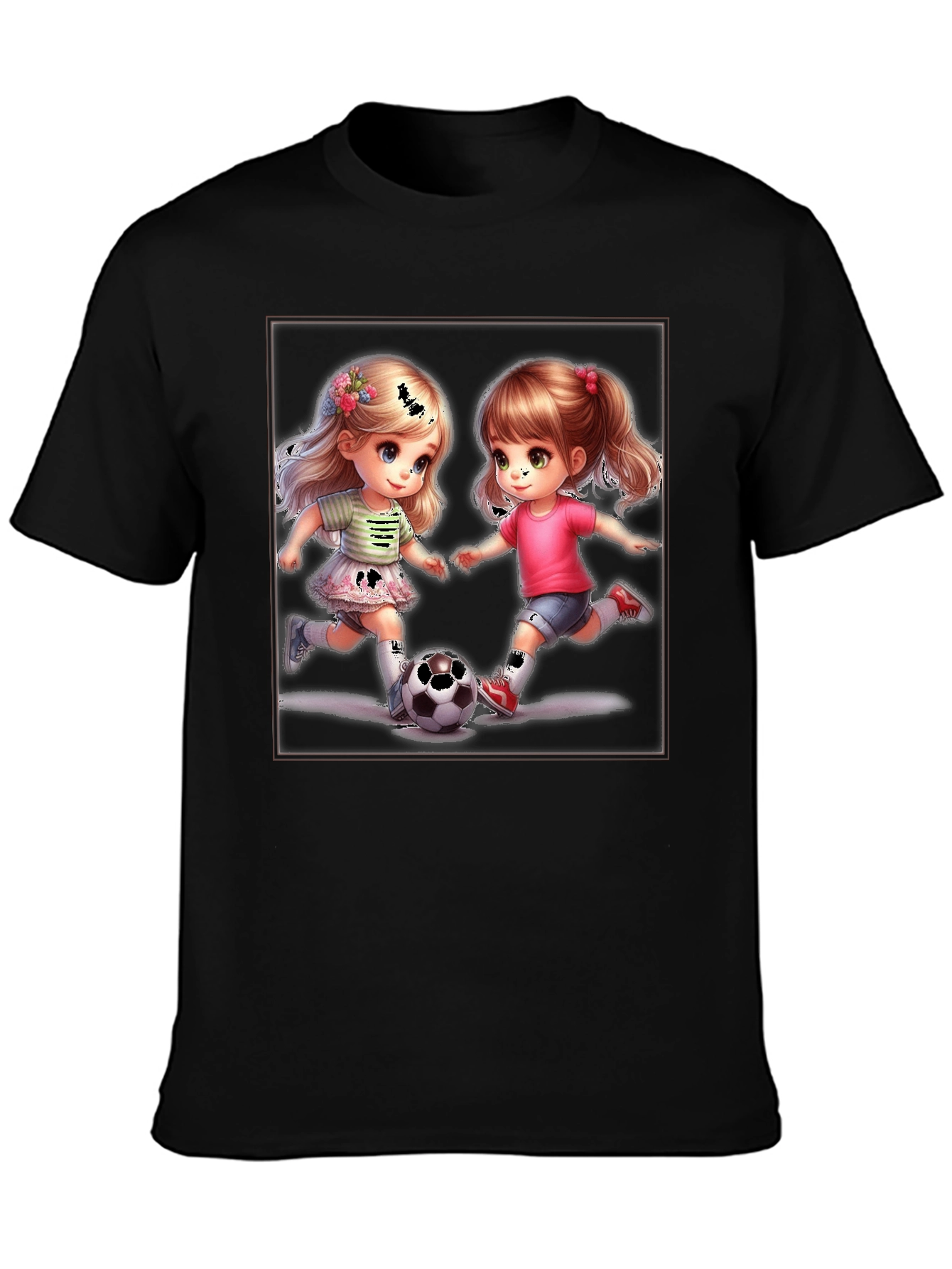 Black Soccer Girls Graphic T-Shirt view 3