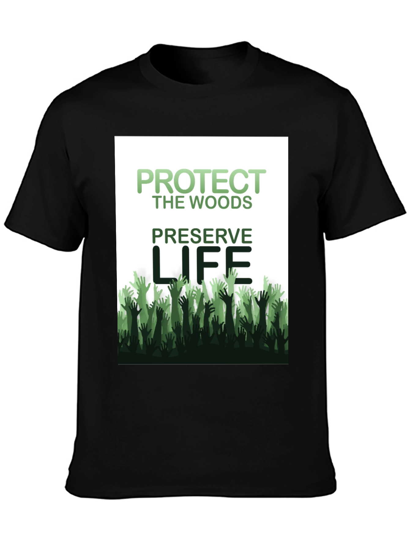 Black Protect the Woods, Preserve Life Graphic Tee view 3