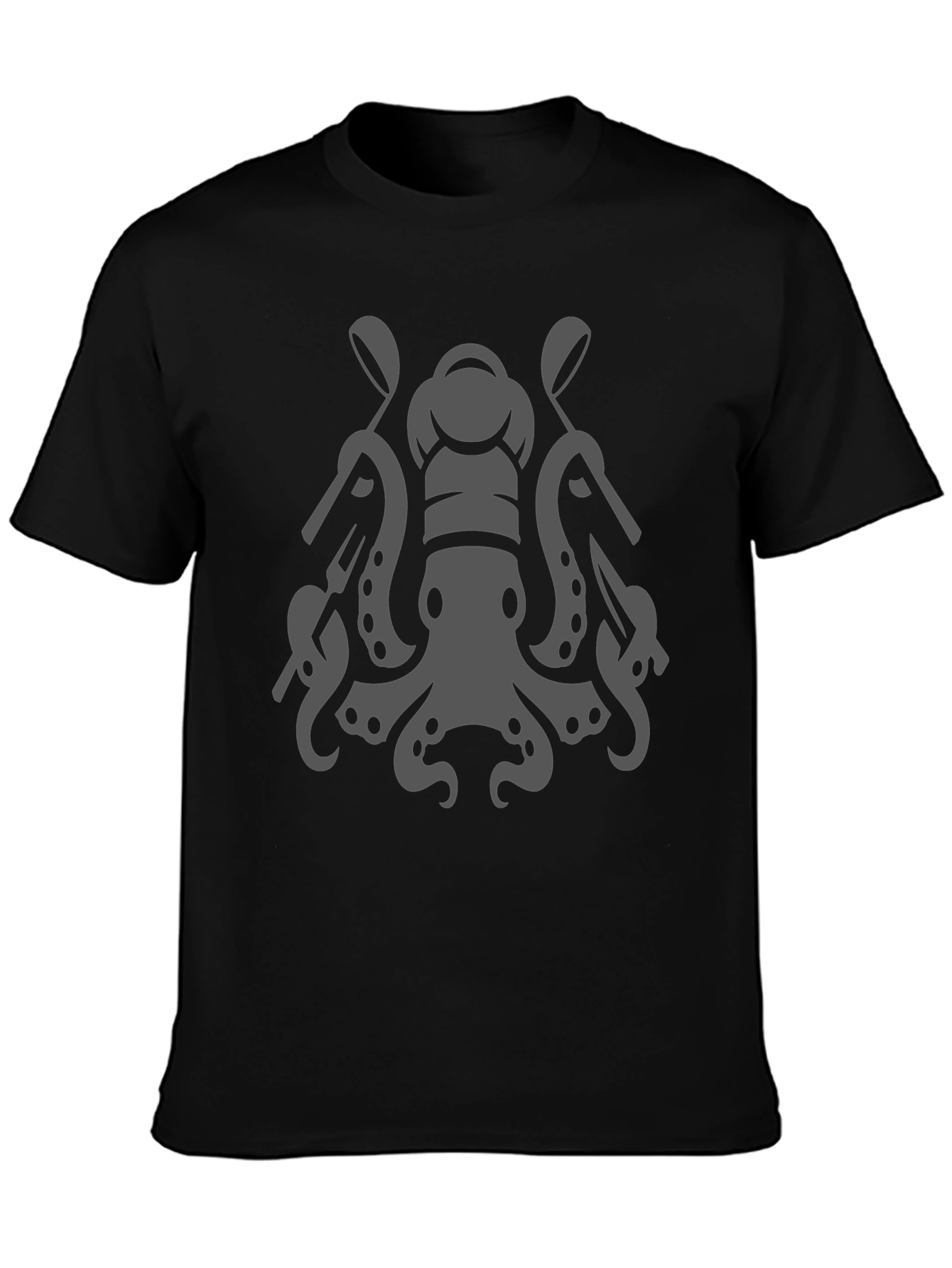 Black Chef Octopus Graphic Tee - Black Cotton Blend view 3