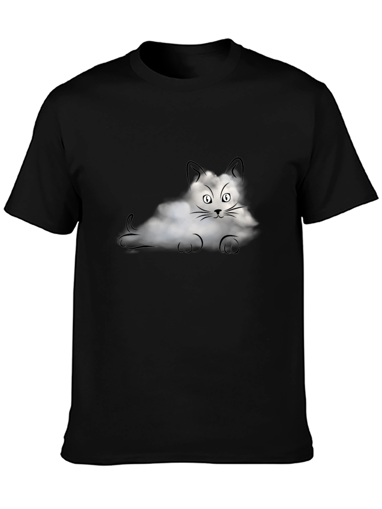 Black Cloud Cat Graphic T-Shirt - Black view 3