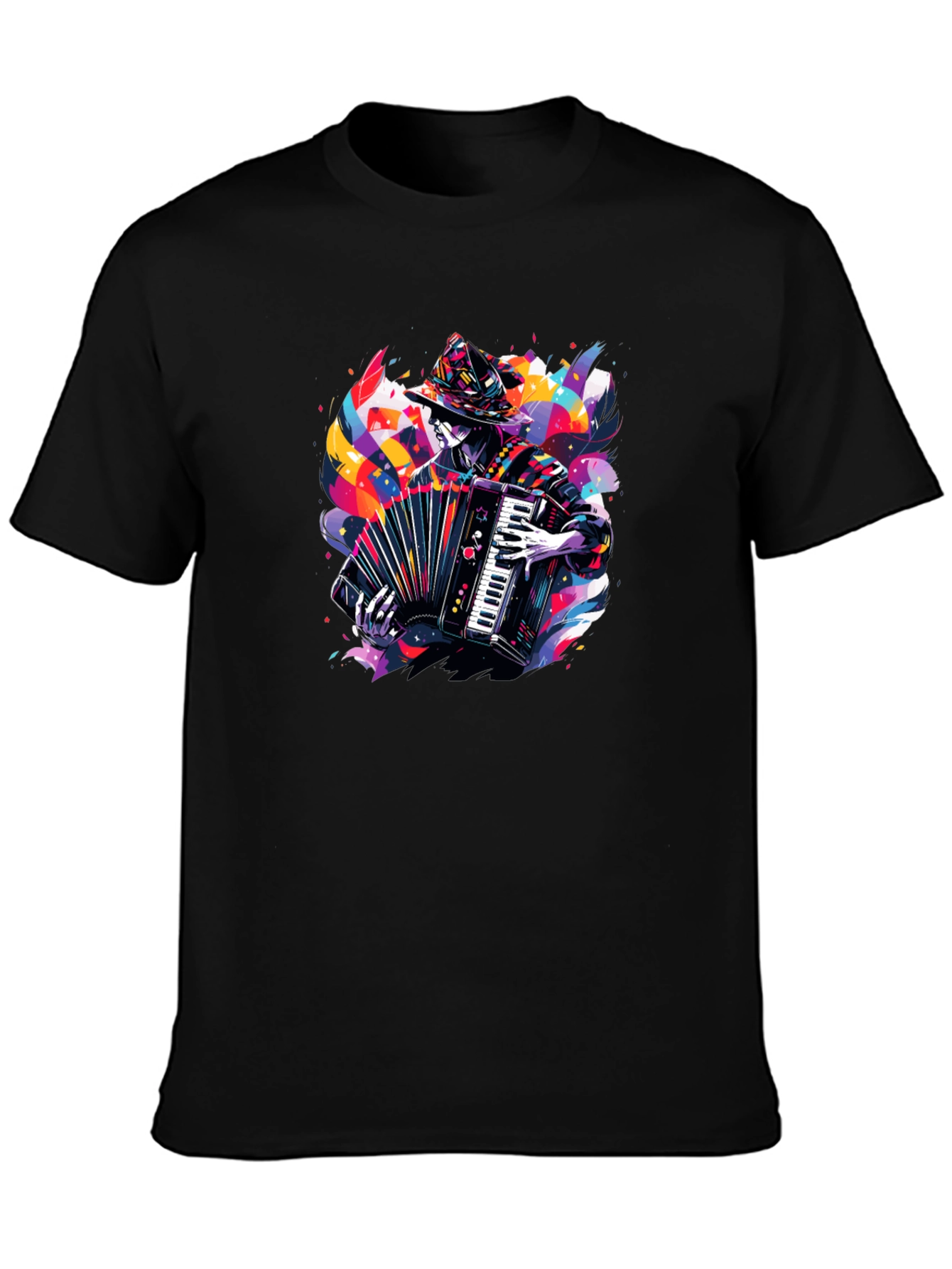 Black Accordion Player Graphic Tee - Black view 3