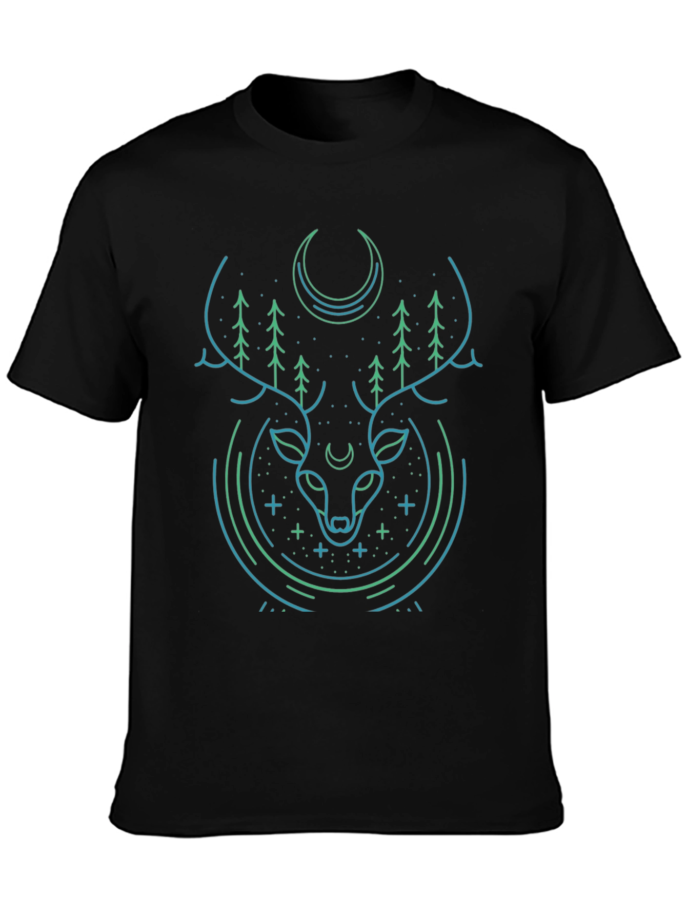 Mystic Deer Graphic Tee - Modern Black T-Shirt - 3