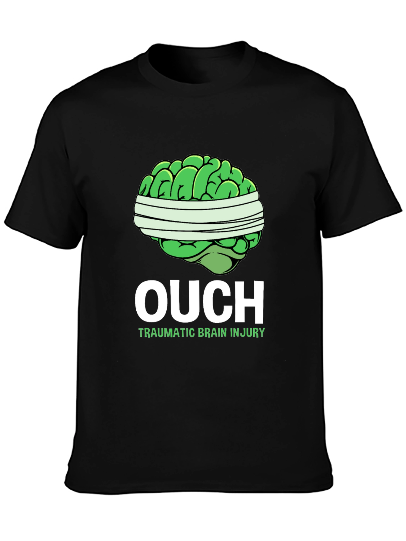 Black Ouch Traumatic Brain Injury T-Shirt view 3