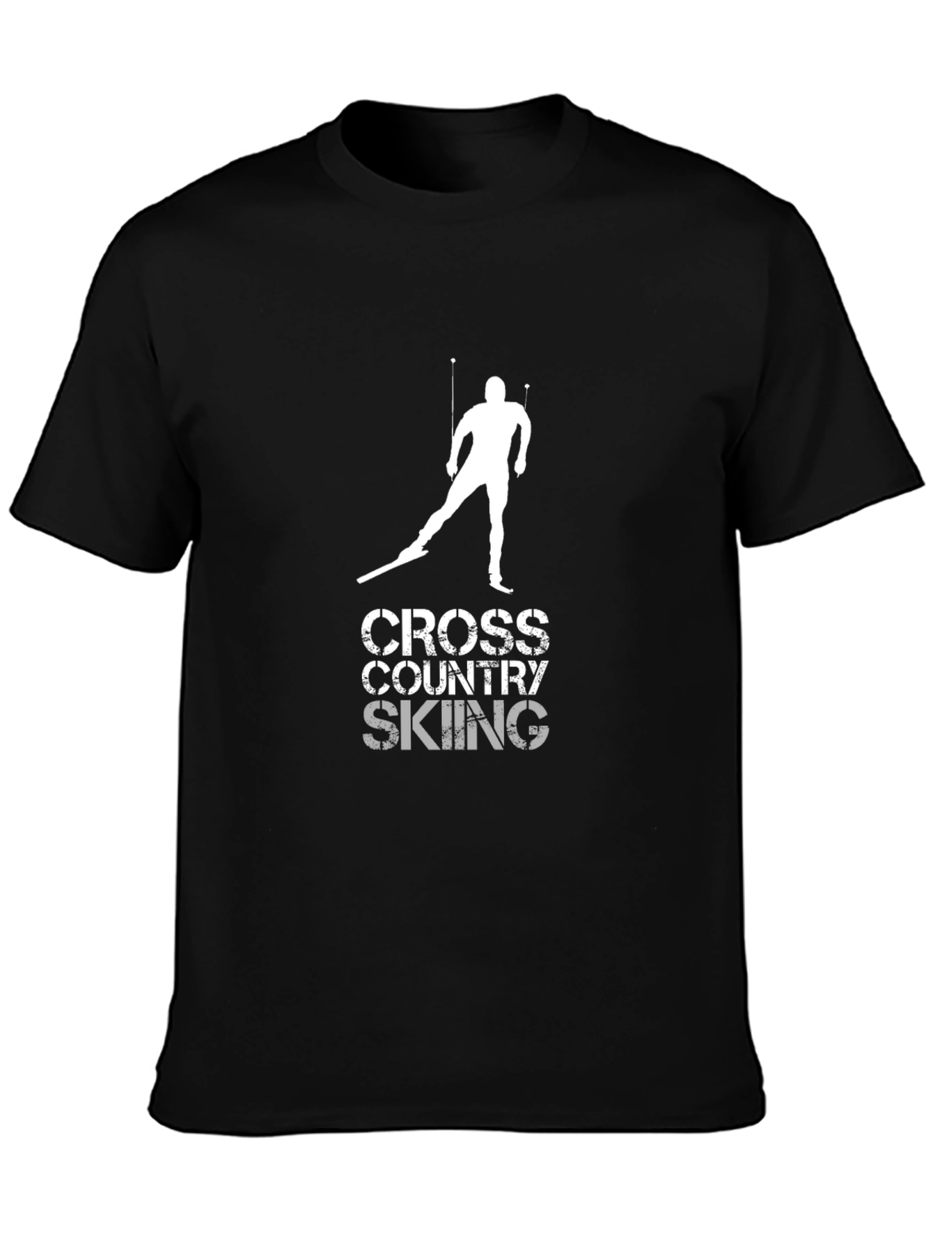 Black Cross Country Skiing Graphic T-Shirt - Sportswear Tee view 3