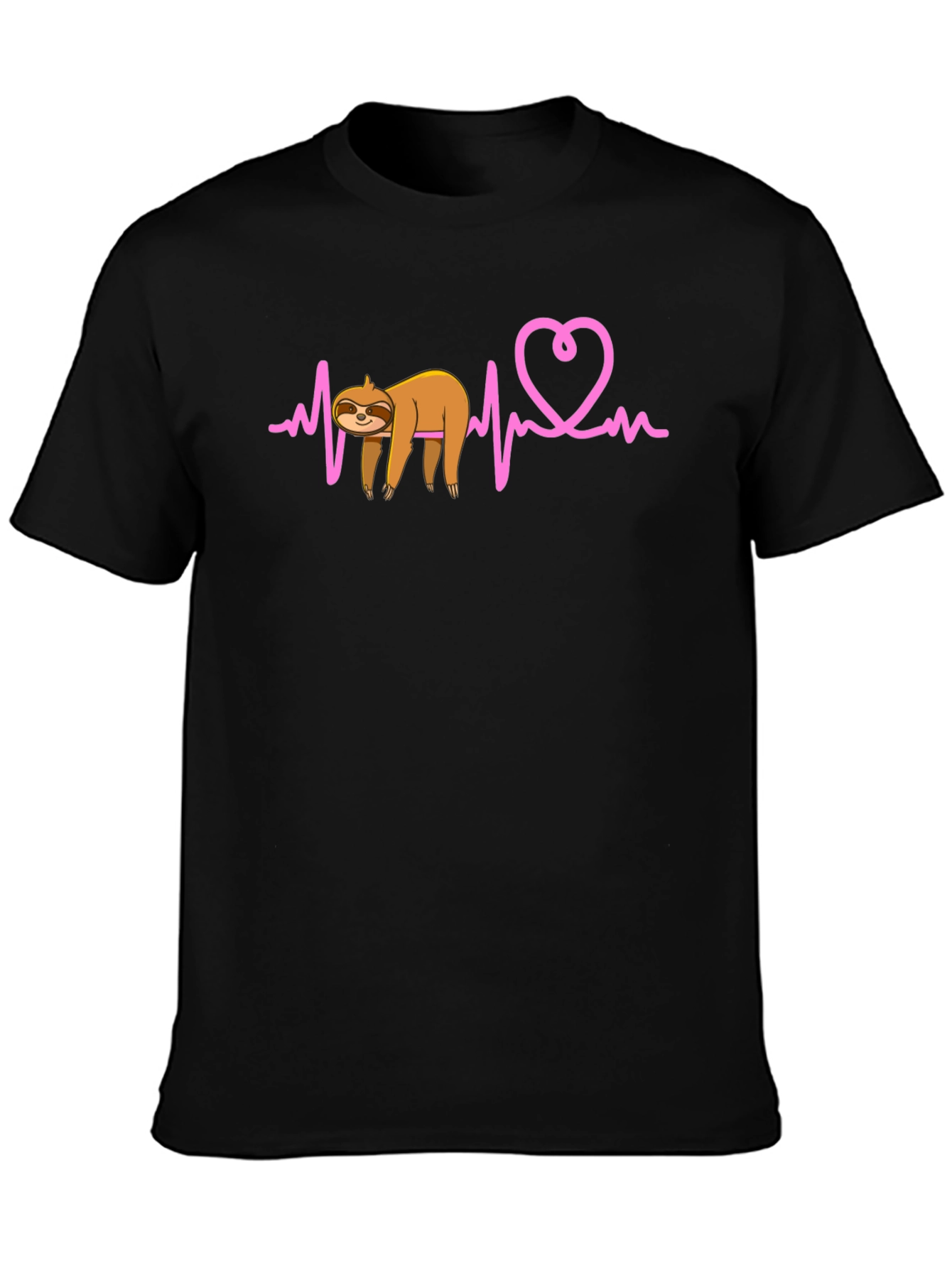 Black Sloth Heartbeat T-Shirt - Cute & Unique Design! view 3