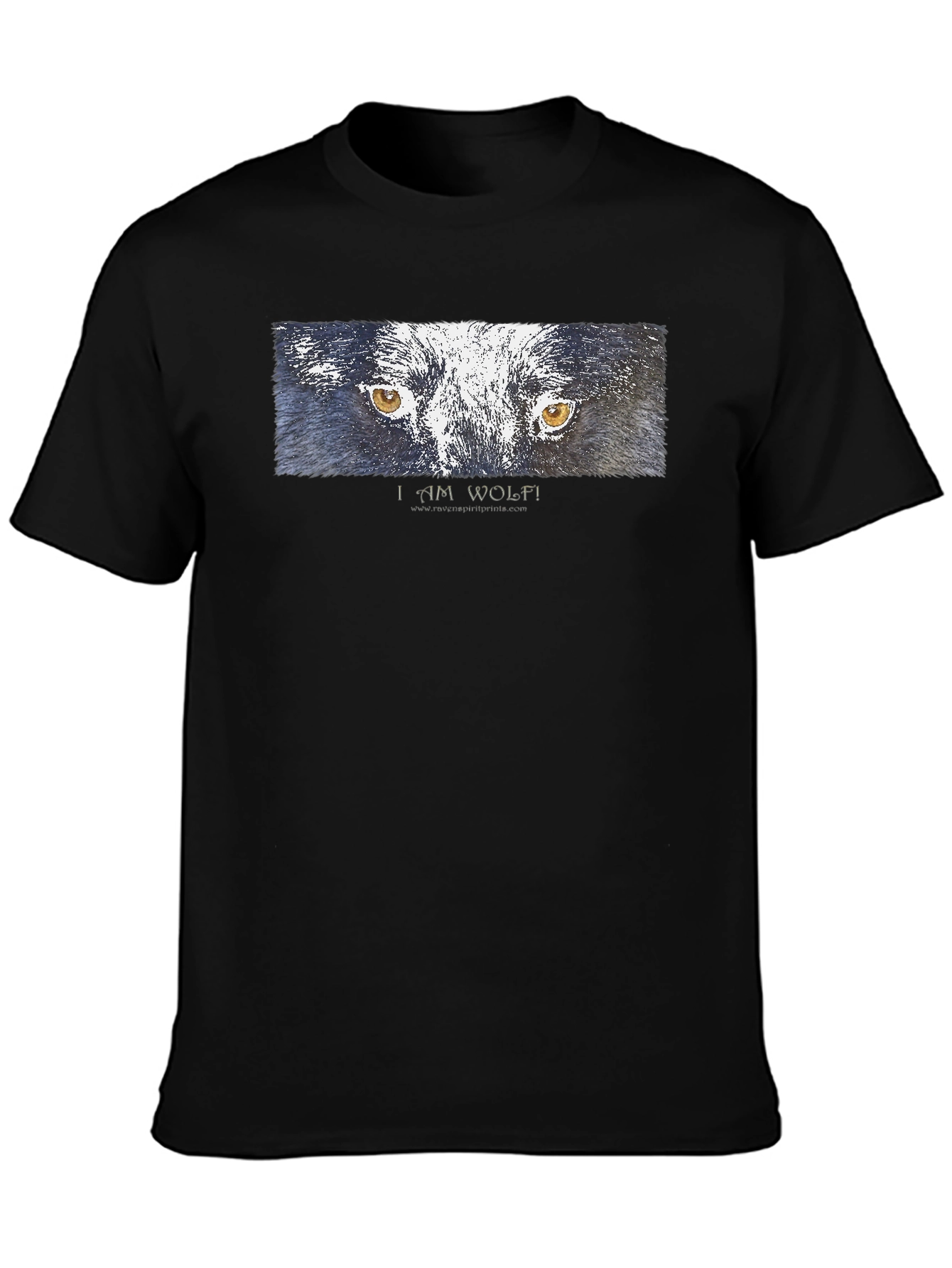 Black I Am Wolf! Graphic Print Black T-Shirt view 3