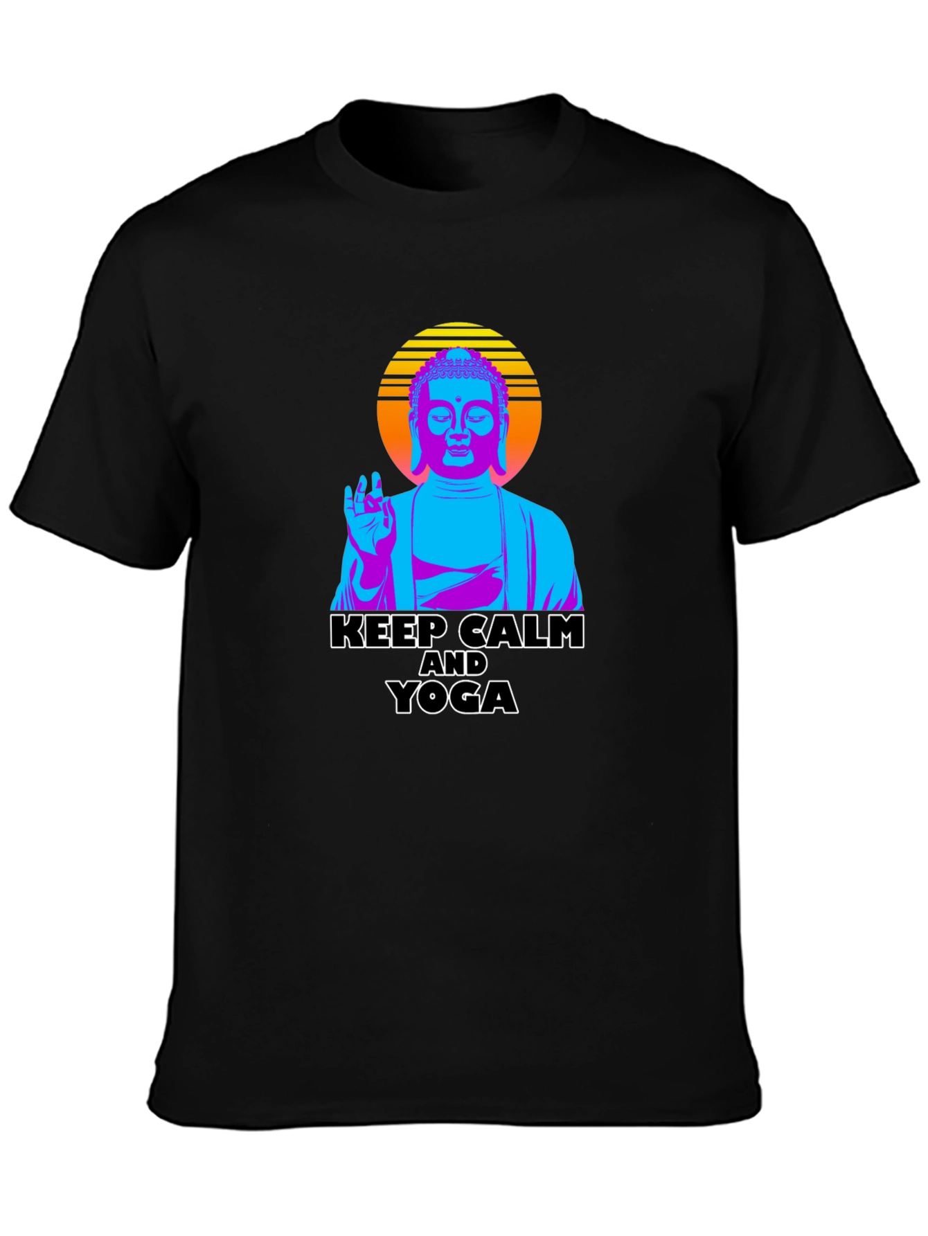 Black Keep Calm Yoga Buddha Graphic Tee view 3