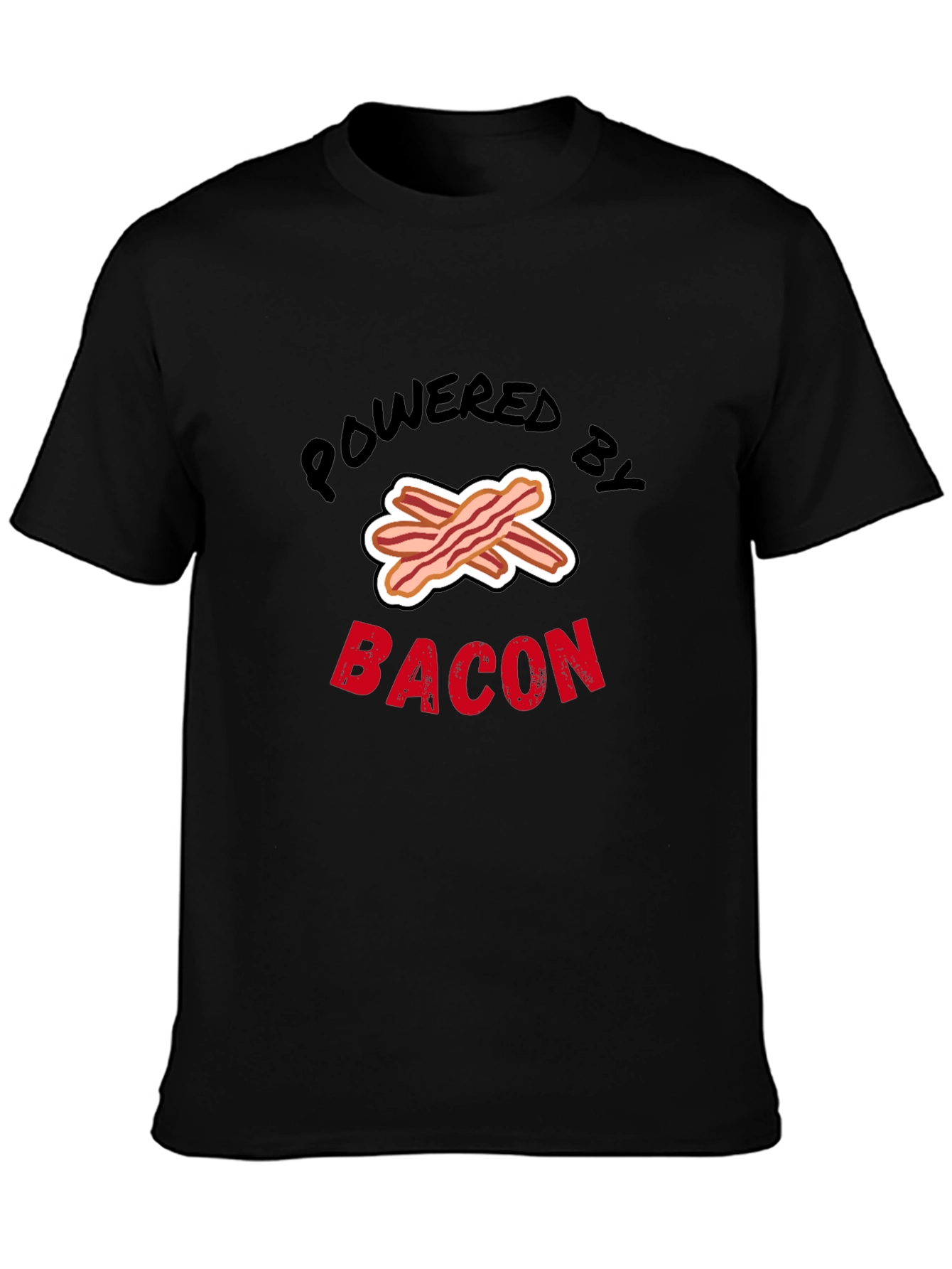 Black Powered by Bacon Graphic Tee - Black view 3
