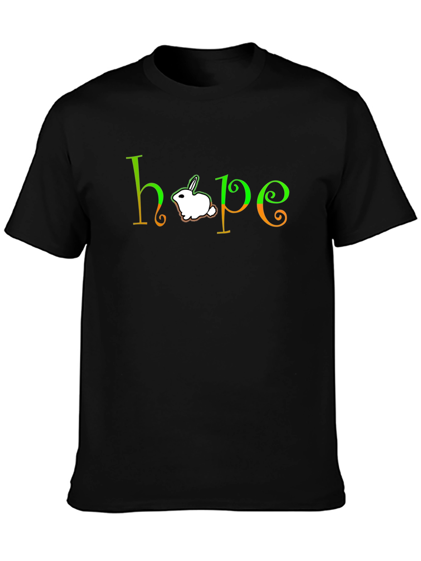 Black Hope Rabbit Graphic Tee - Unisex Black T-Shirt view 3