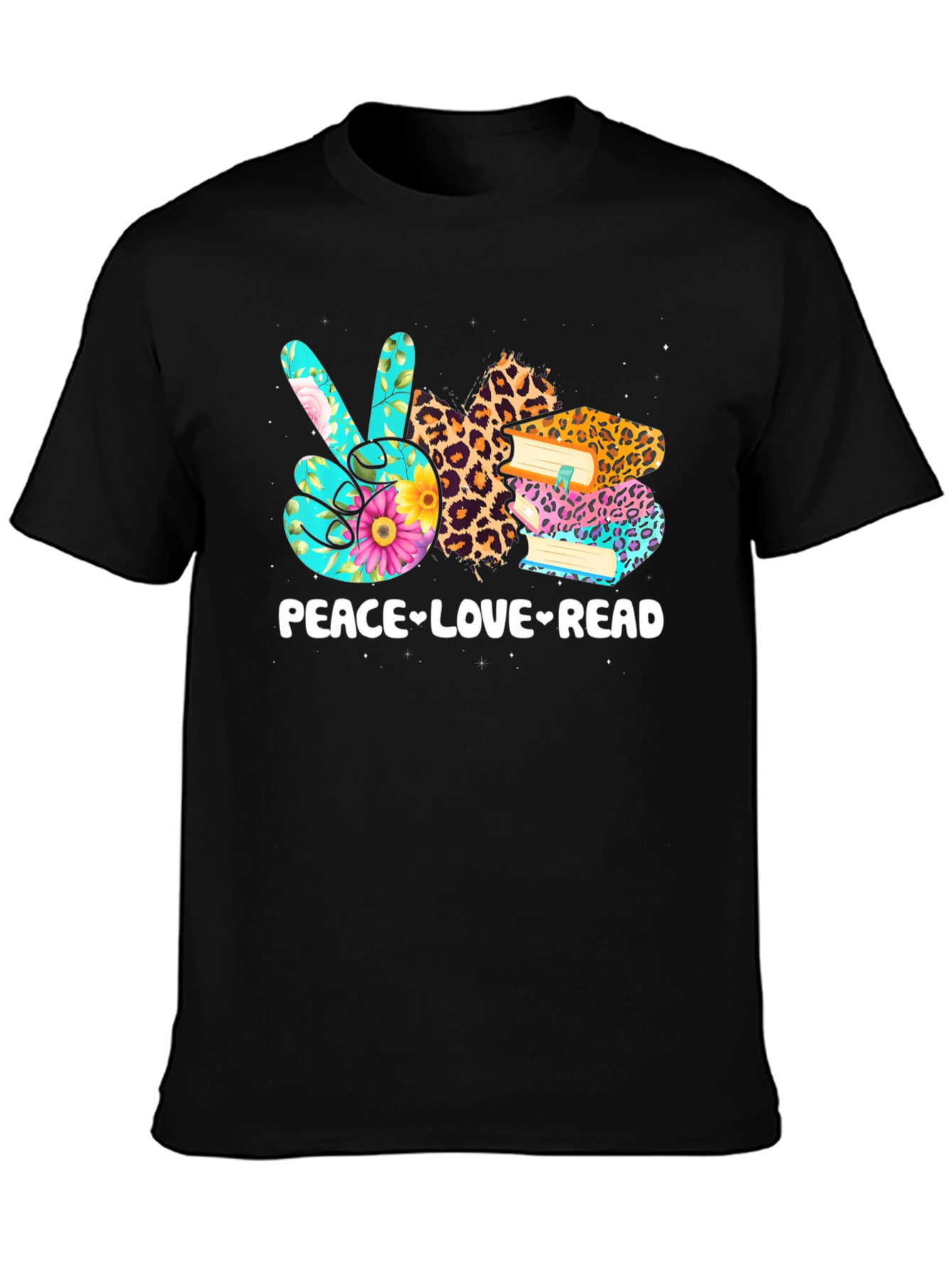 Black Peace Love Read Graphic T-Shirt view 3