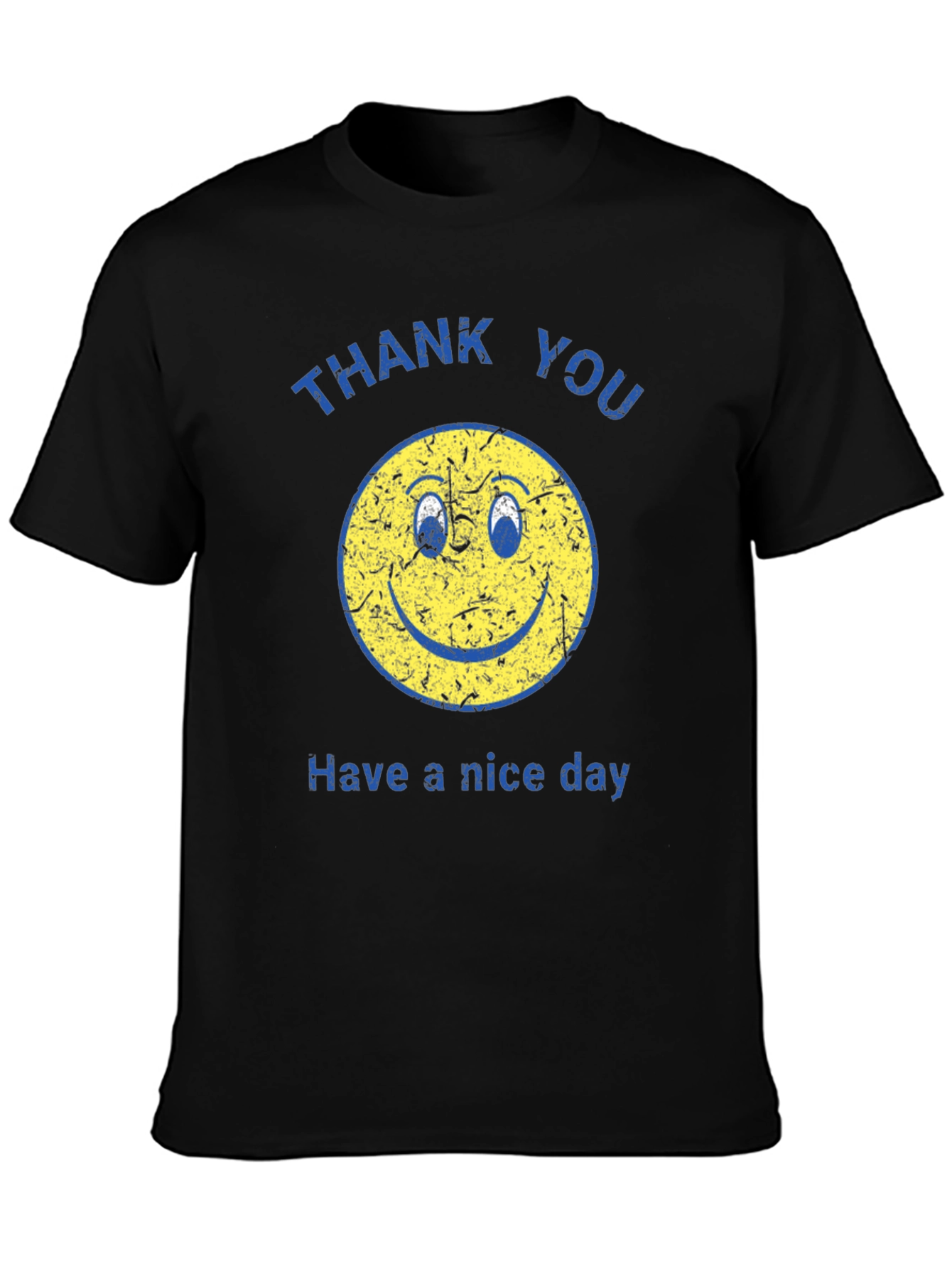 Black Retro Smiley Face T-Shirt - "Have a nice day" view 3