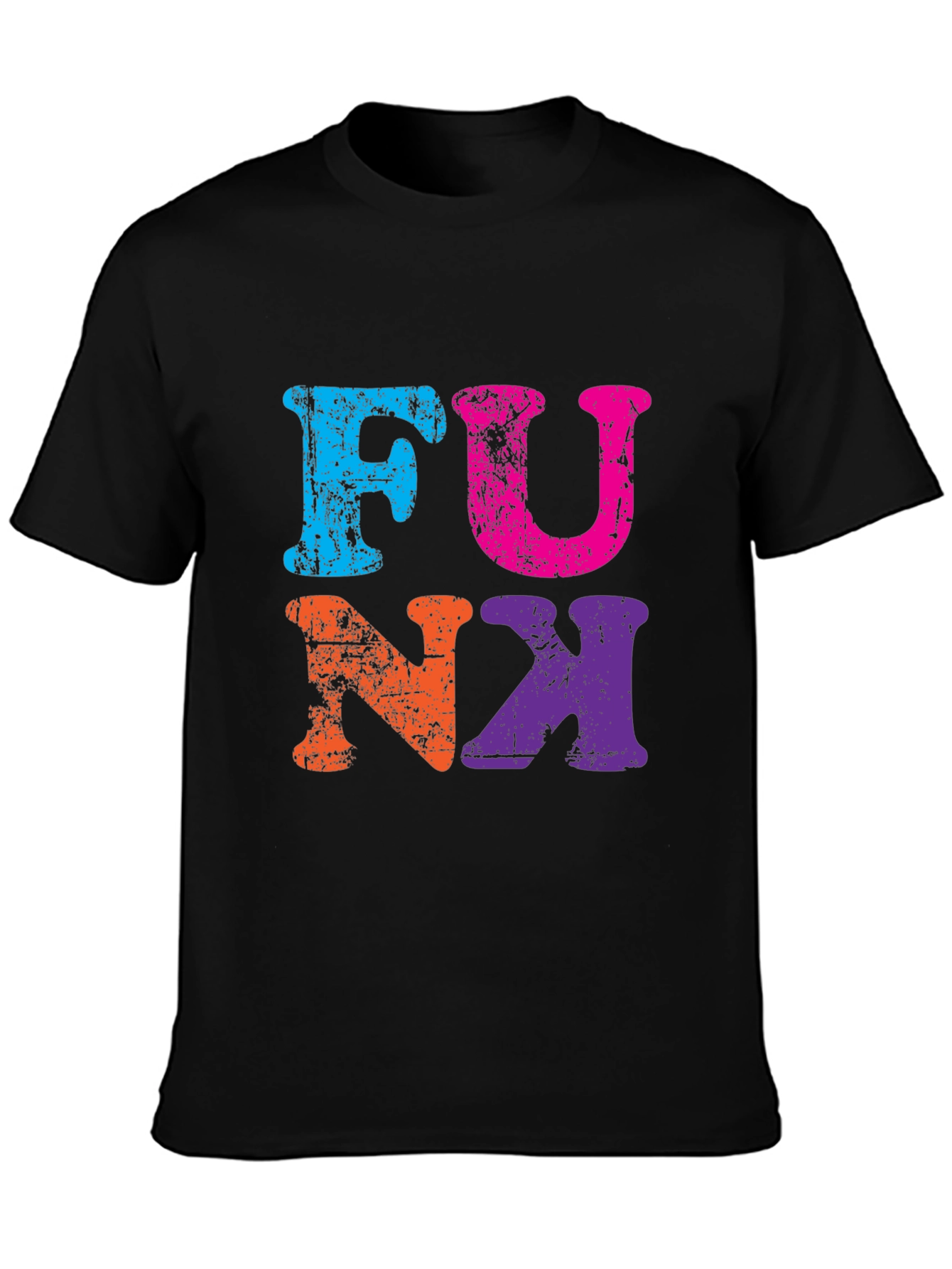 Black Retro Funk Graphic Tee - Black Cotton T-Shirt view 3