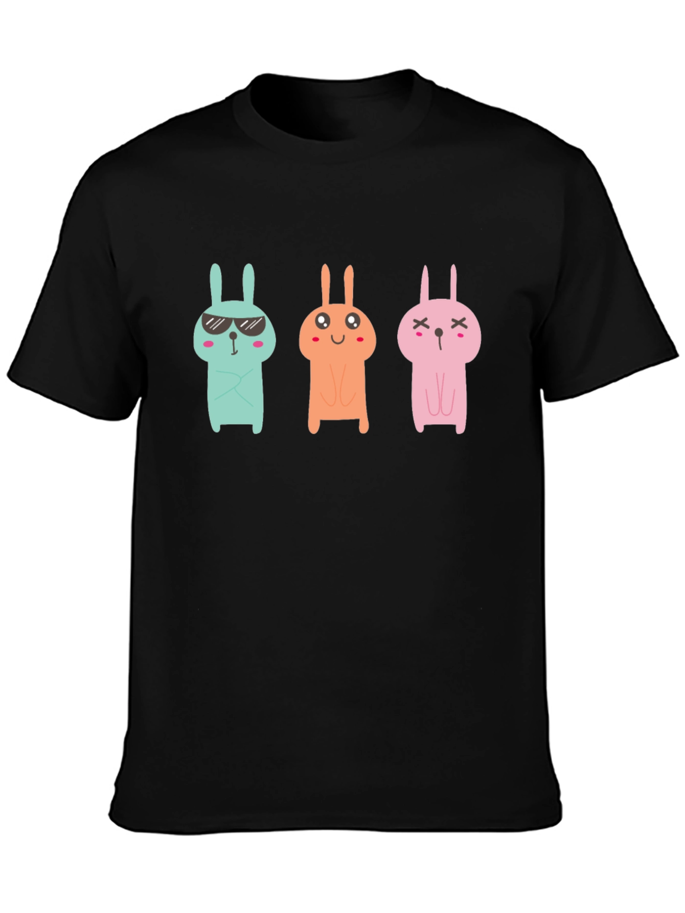 Black Cool Bunny Graphic Tee - Black Unisex T-Shirt view 3