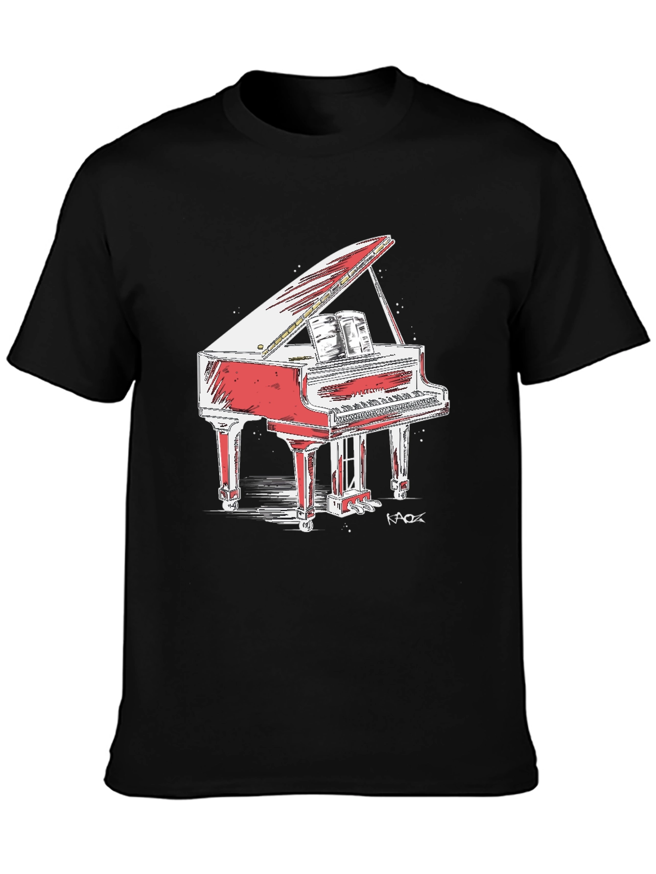 Red Grand Piano Graphic Tee - Stylish Music Lover Shirt - 3