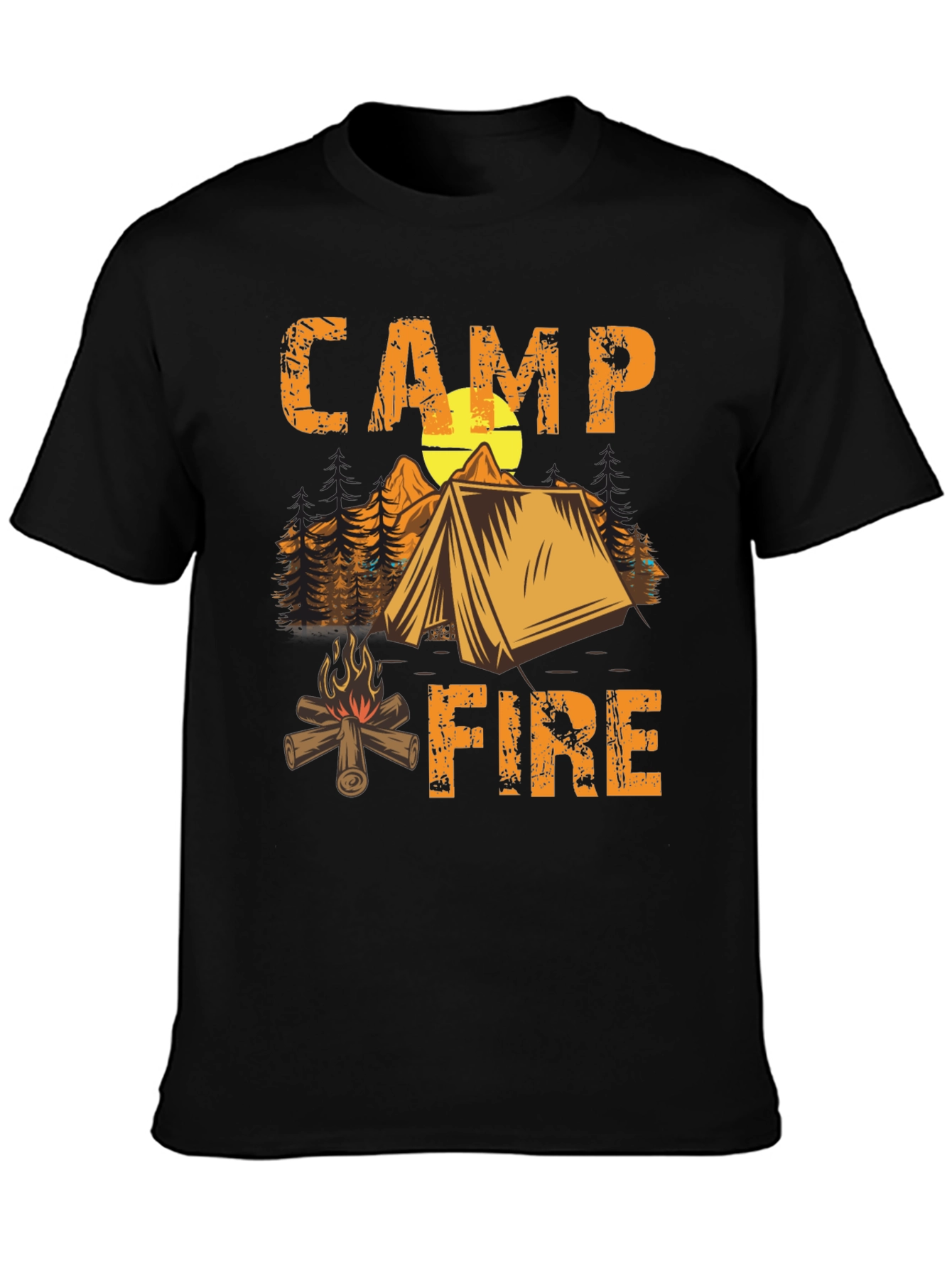 Black Camping Campfire T-Shirt - Nature Adventure Tee view 3