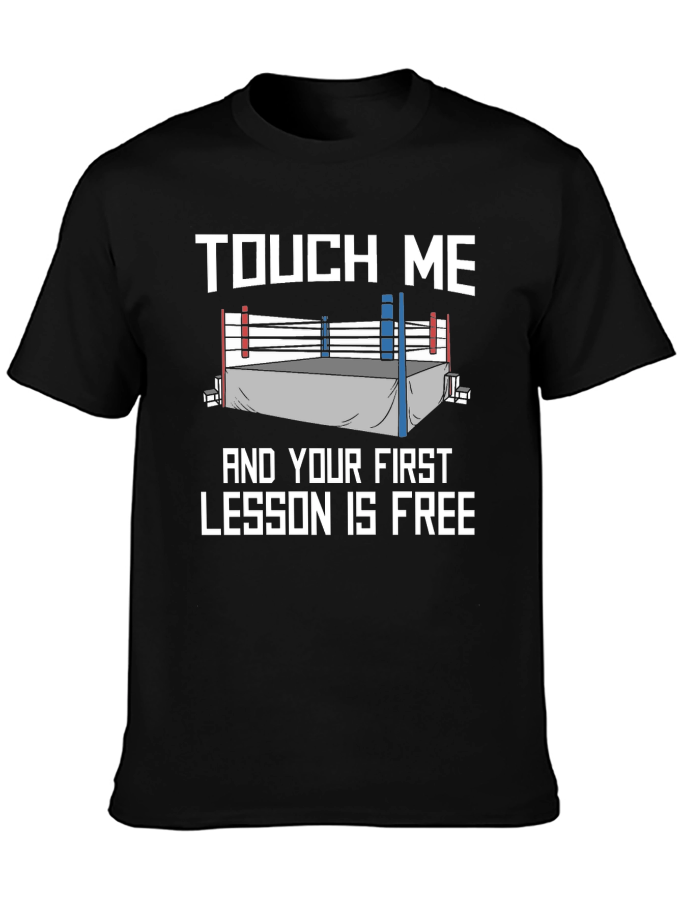 Black Touch Me Funny Boxing Lesson T-Shirt view 3