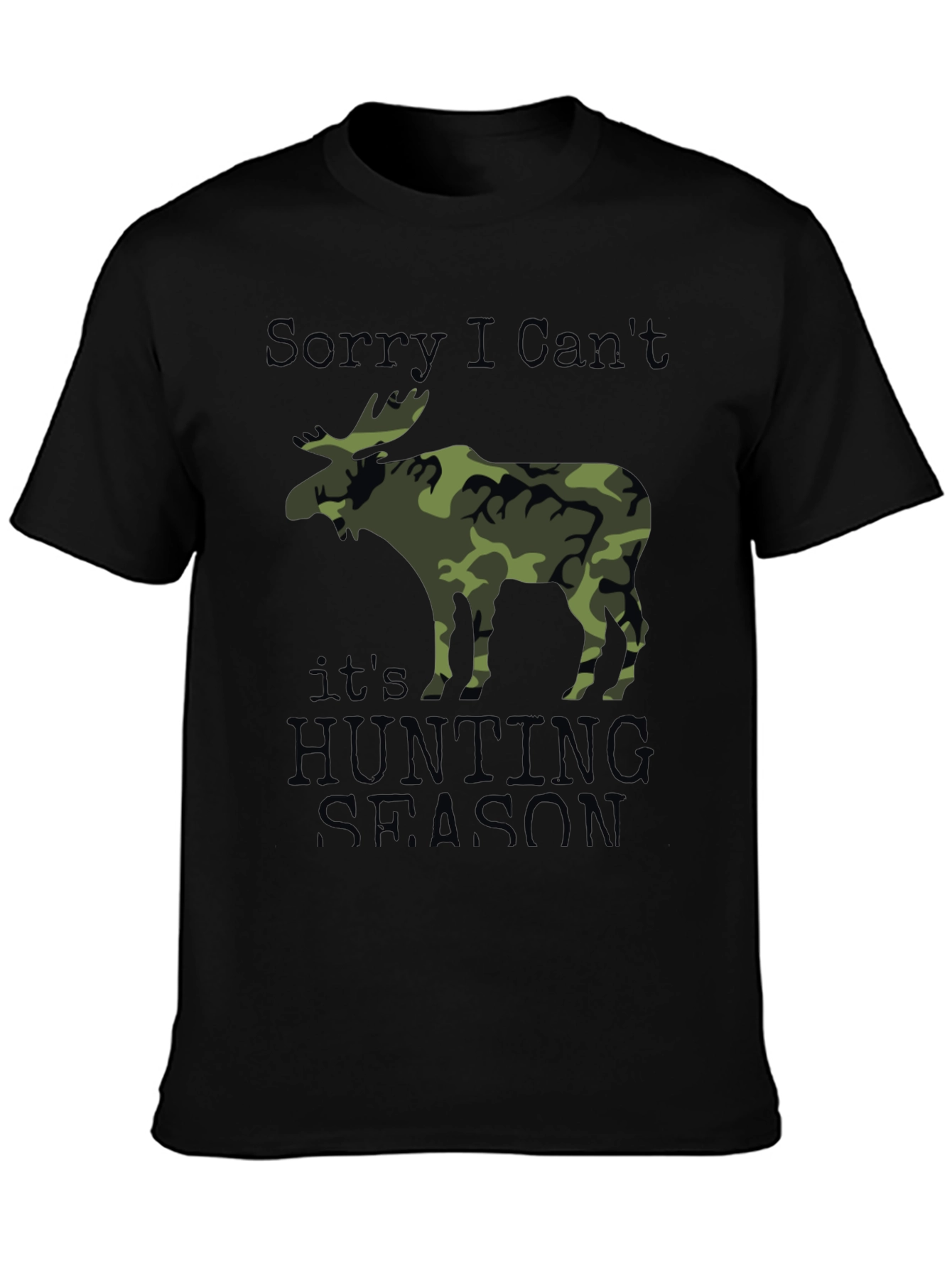 Black Hunting Season Camo Moose Graphic T-Shirt view 3