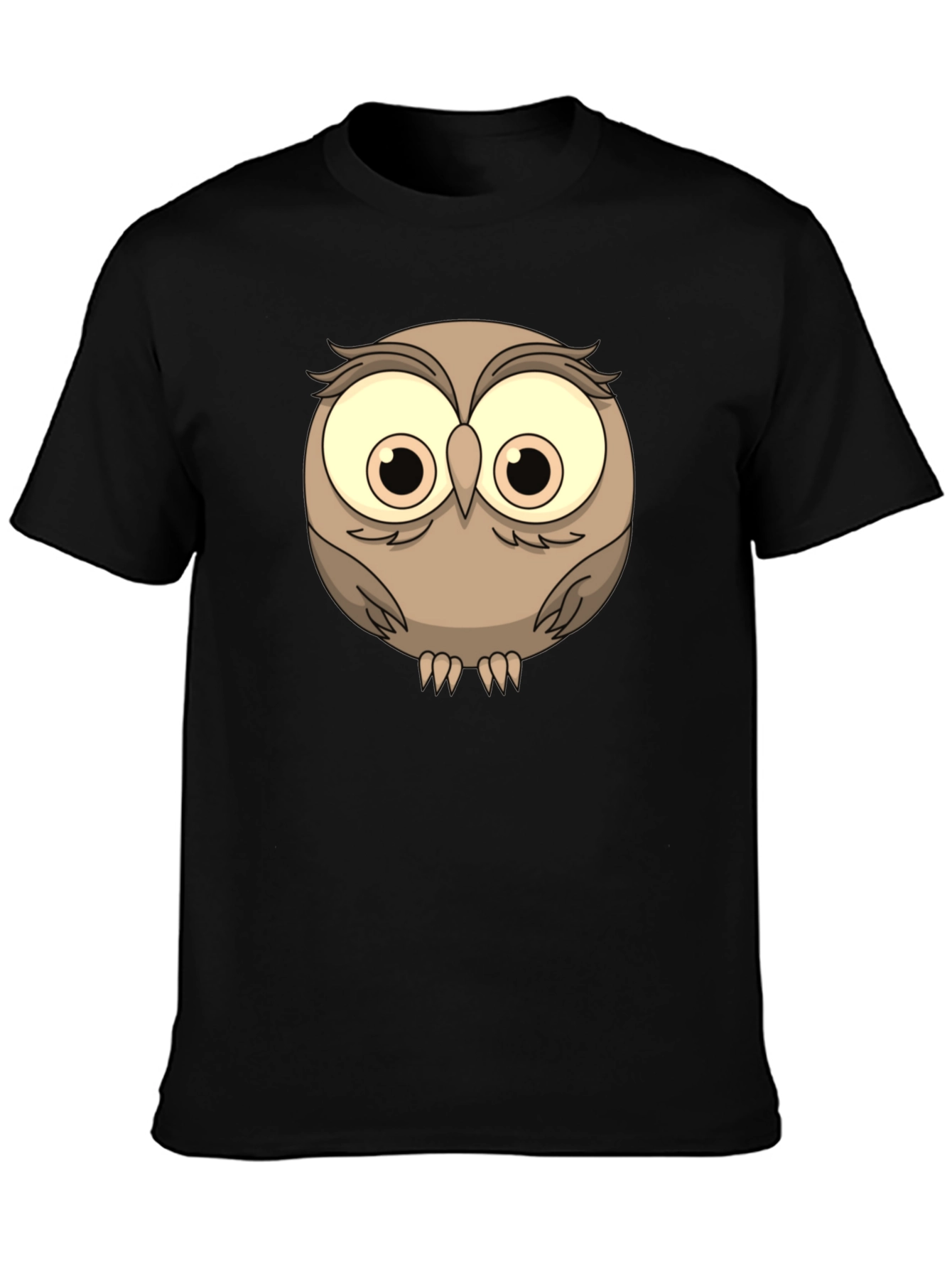Black Cute Owl Graphic Tee - Men's Black T-Shirt view 3