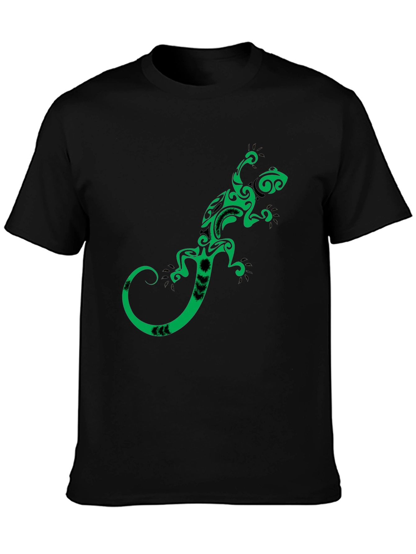 Black Tribal Gecko Graphic Tee - Stylish Black T-Shirt view 3