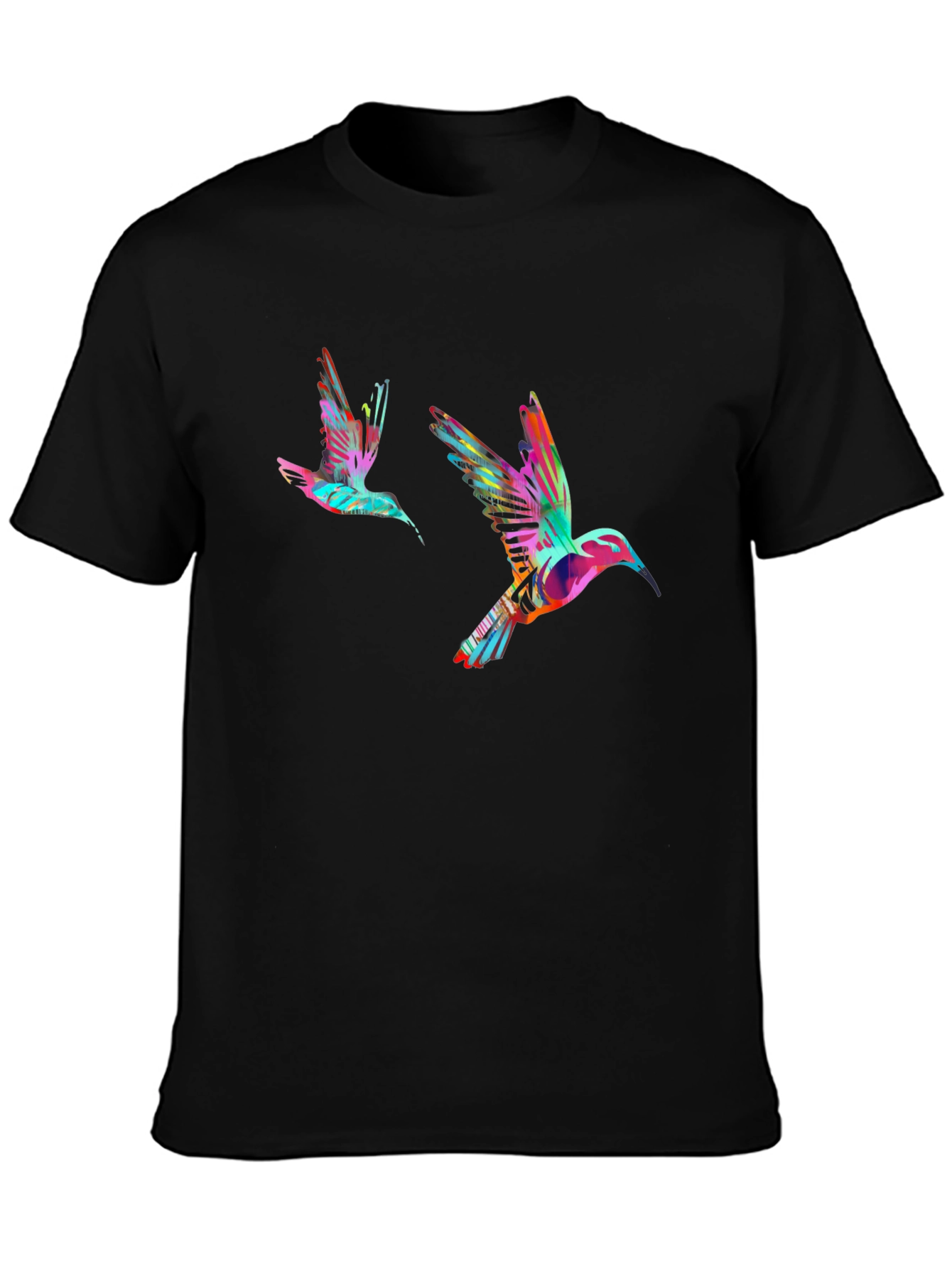Black Hummingbird Print Black T-Shirt view 3