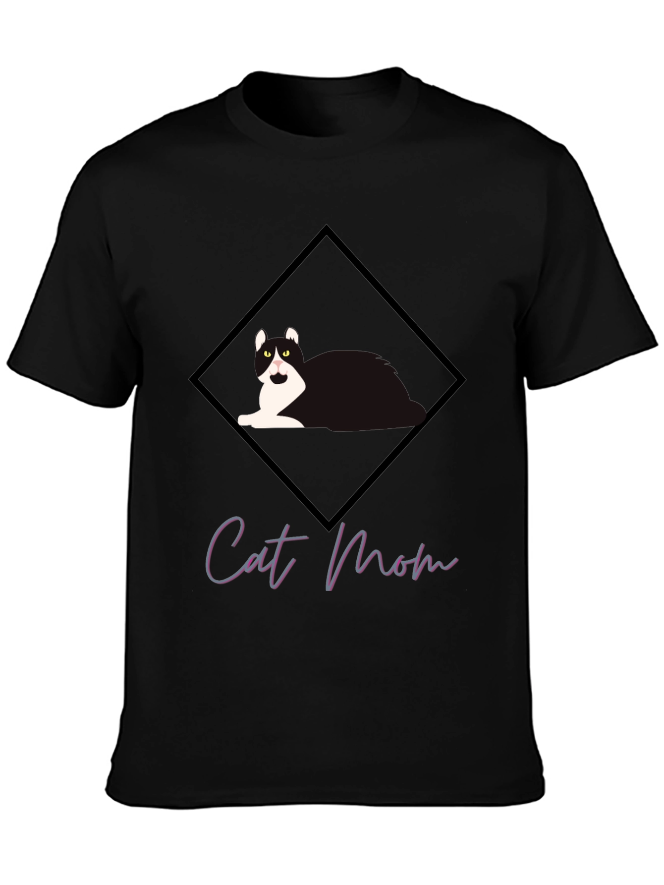 Black Cat Mom Graphic Tee - Black Short Sleeve T-Shirt view 3