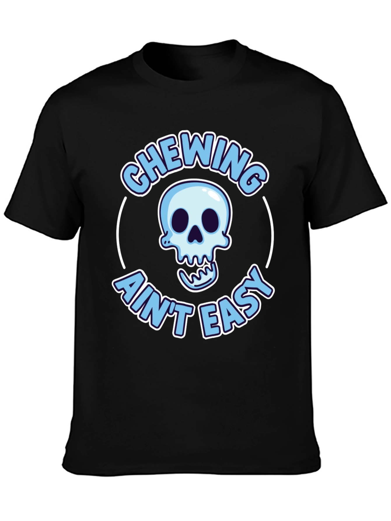 Black Chewing Ain't Easy Skeleton Graphic Tee view 3
