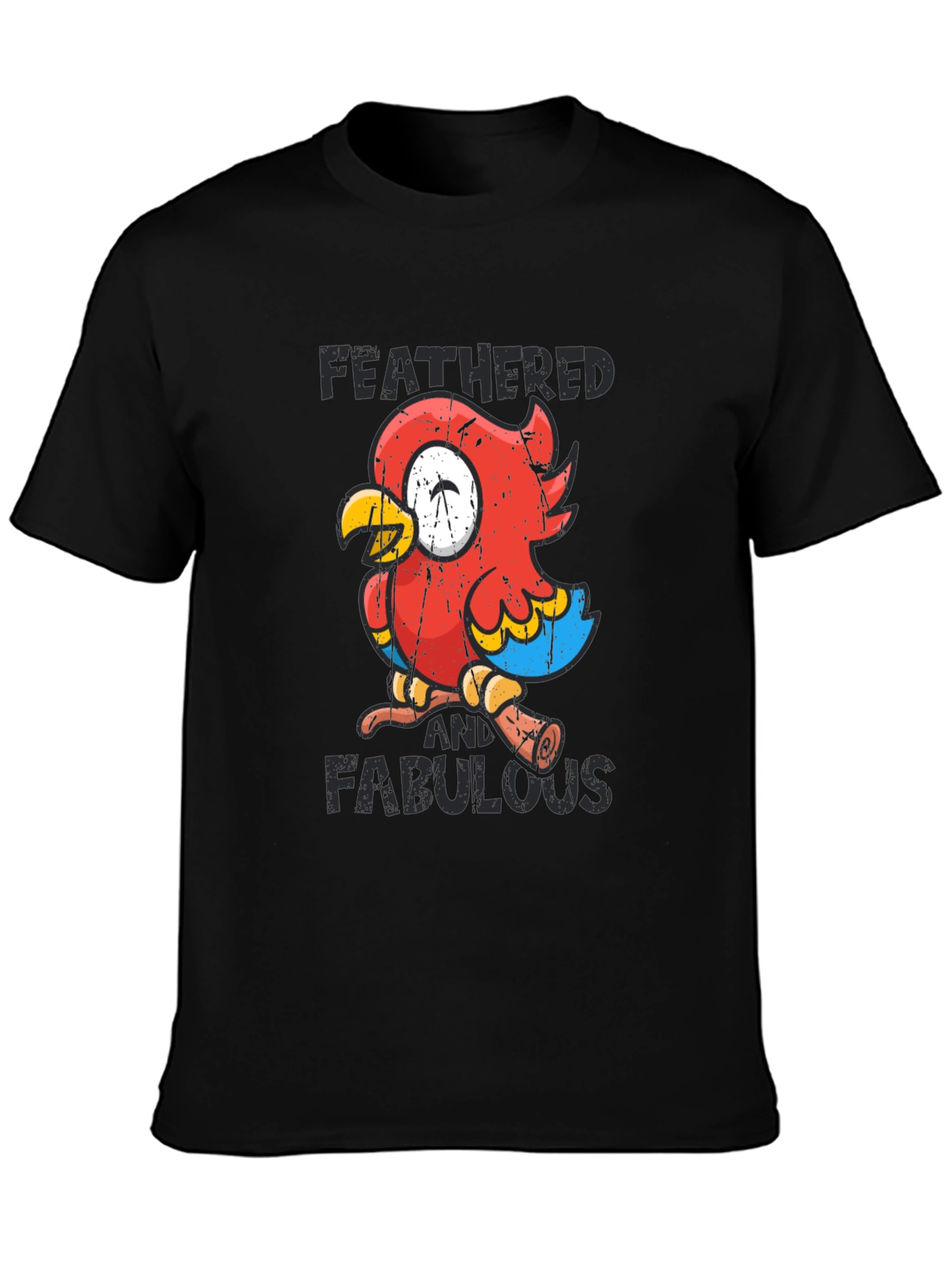 Black Feathered & Fabulous Parrot Graphic Tee view 3