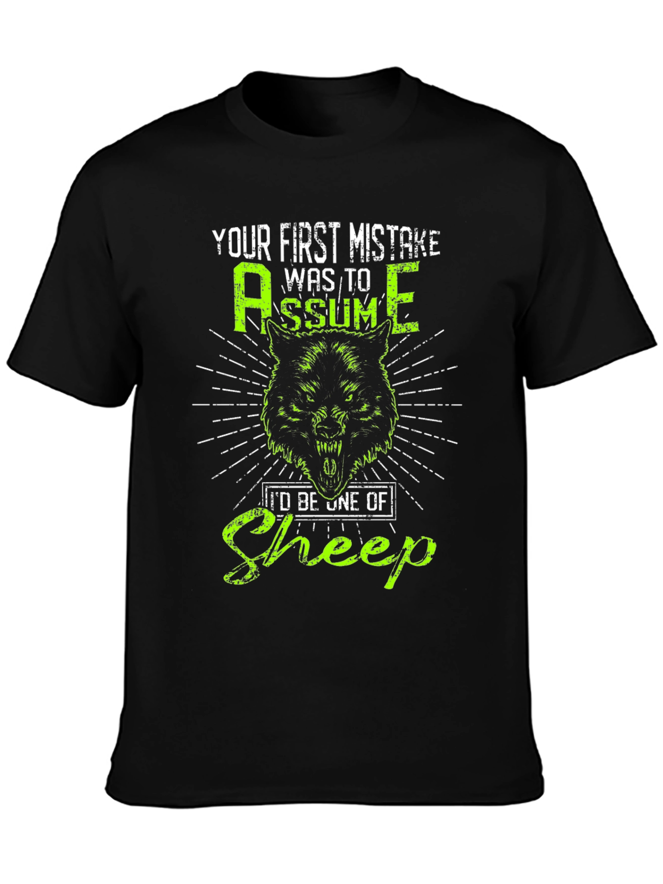Black Wolf Graphic T-Shirt: Your First Mistake Was to Assume view 3