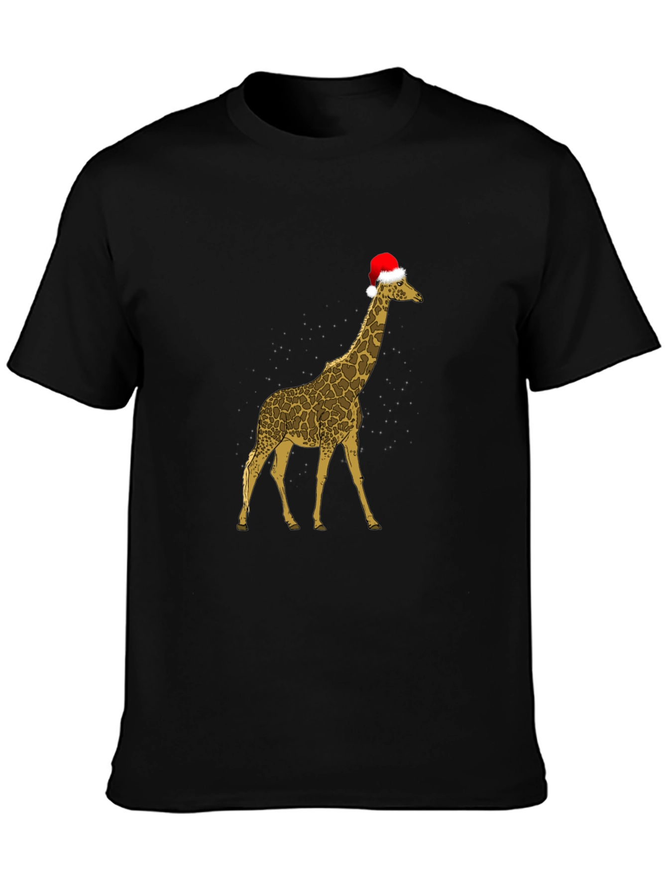 Black Festive Giraffe Tee - Christmas Holiday Apparel view 3