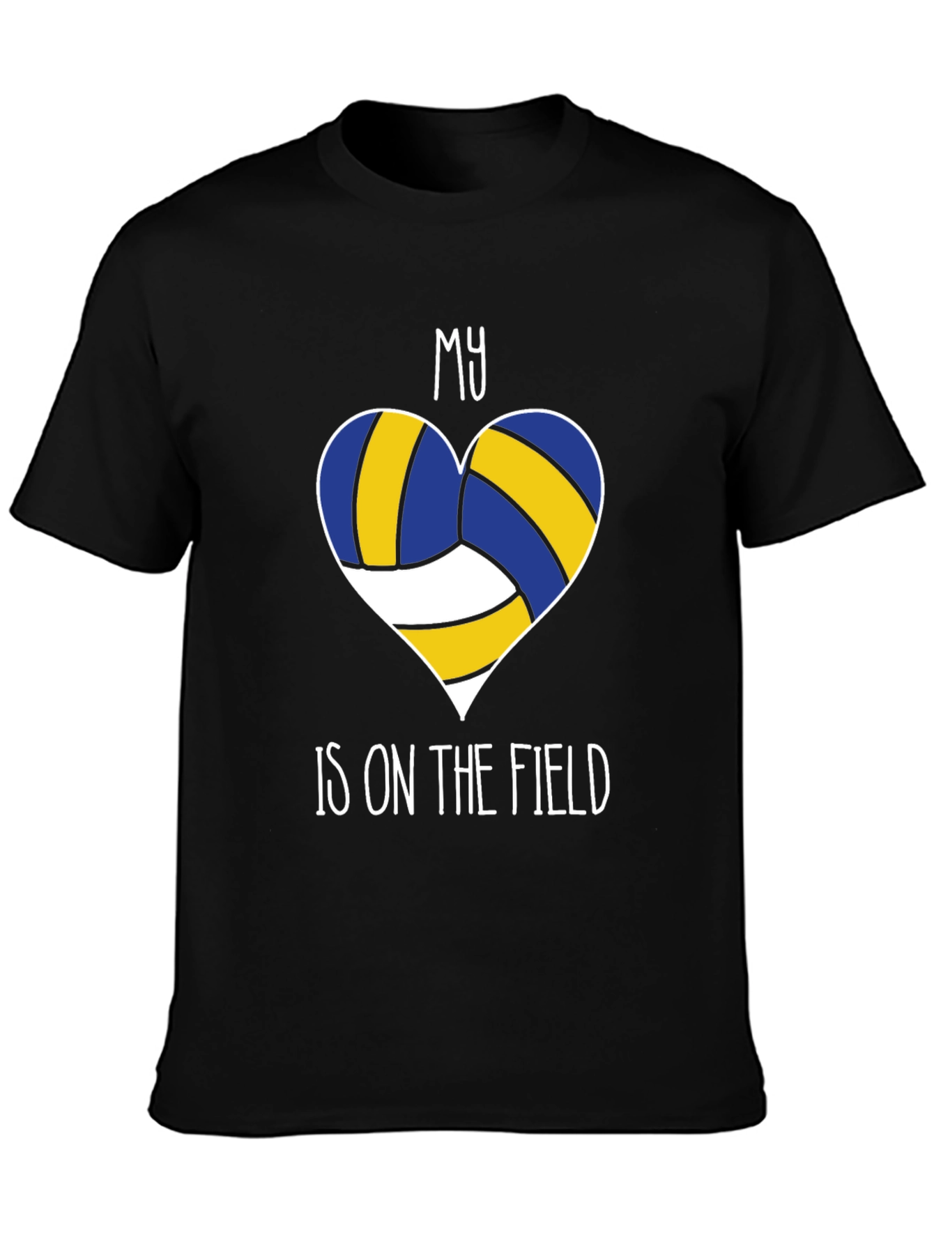 Black Volleyball Heart T-Shirt - My Heart is on the Field view 3
