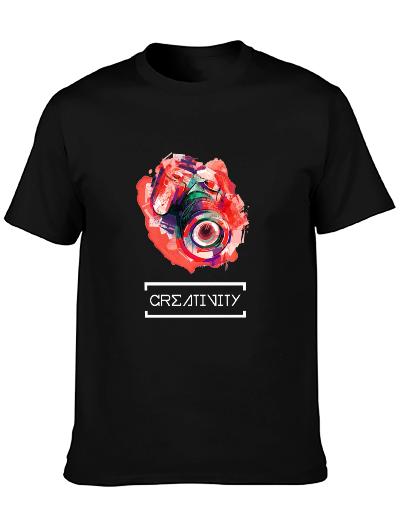 Black Abstract Camera Creativity T-Shirt - Unique Design view 3