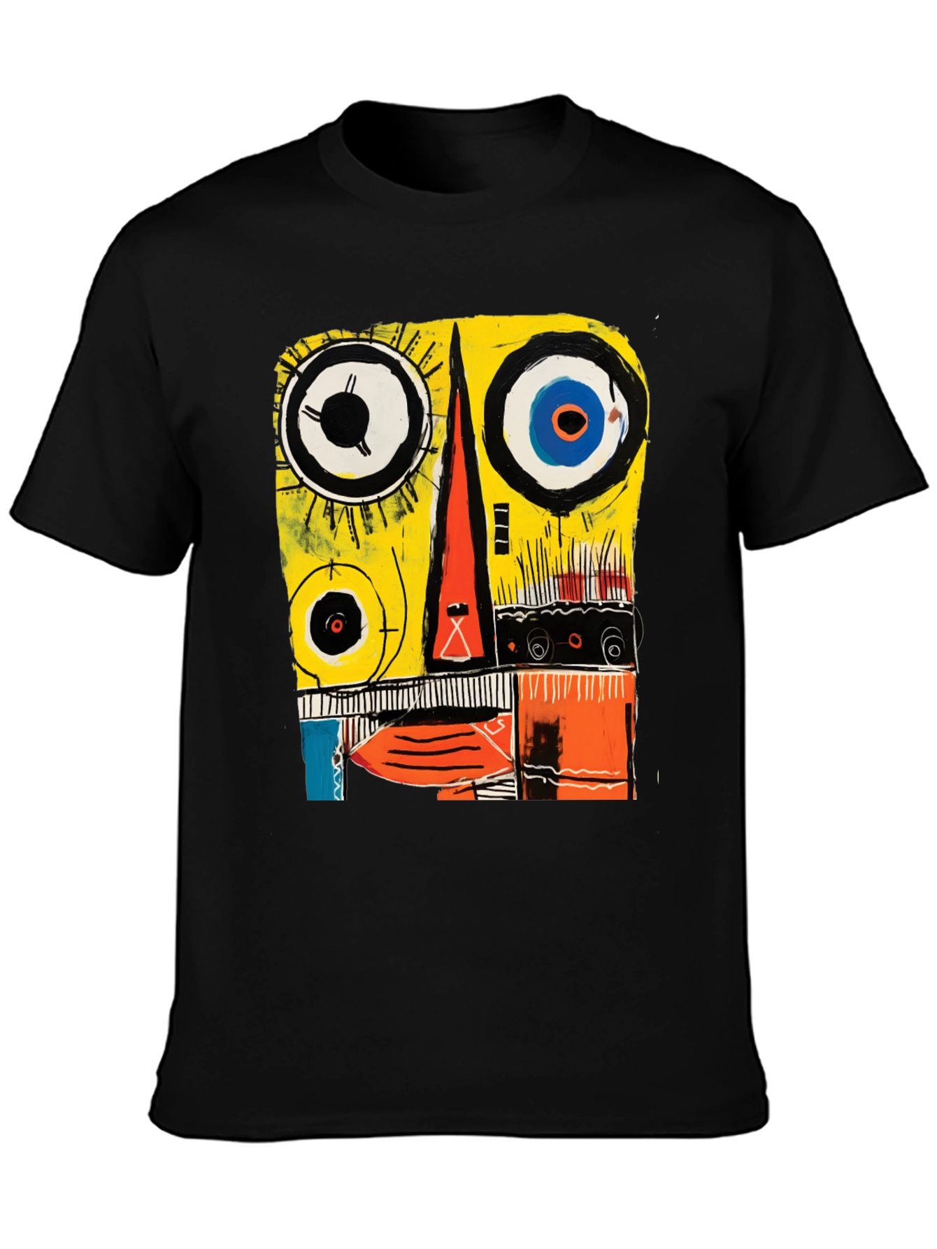 Black Abstract Face Graphic Tee - Modern Art T-Shirt view 3
