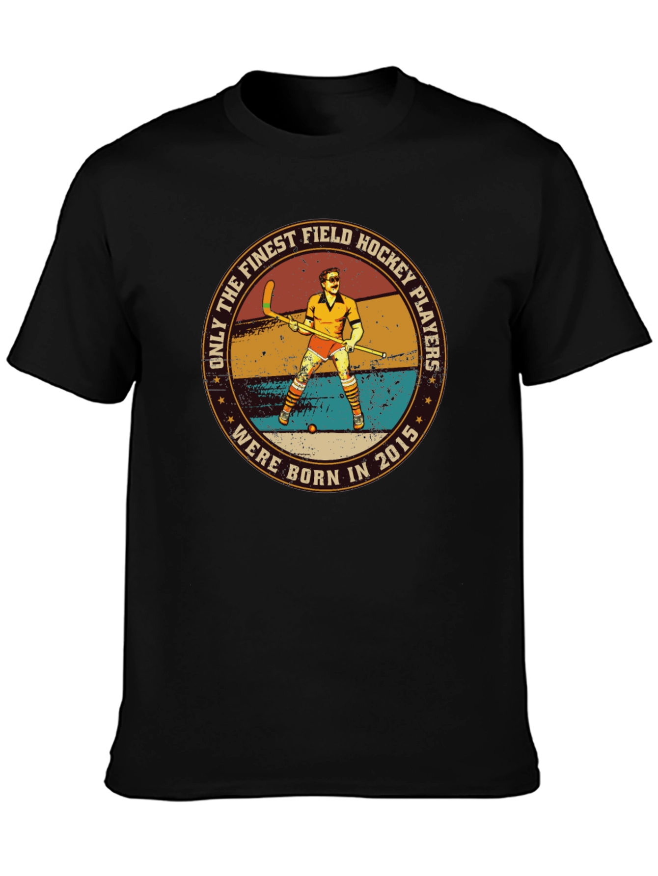 Black Finest Field Hockey Players Born in 2015 T-Shirt view 3