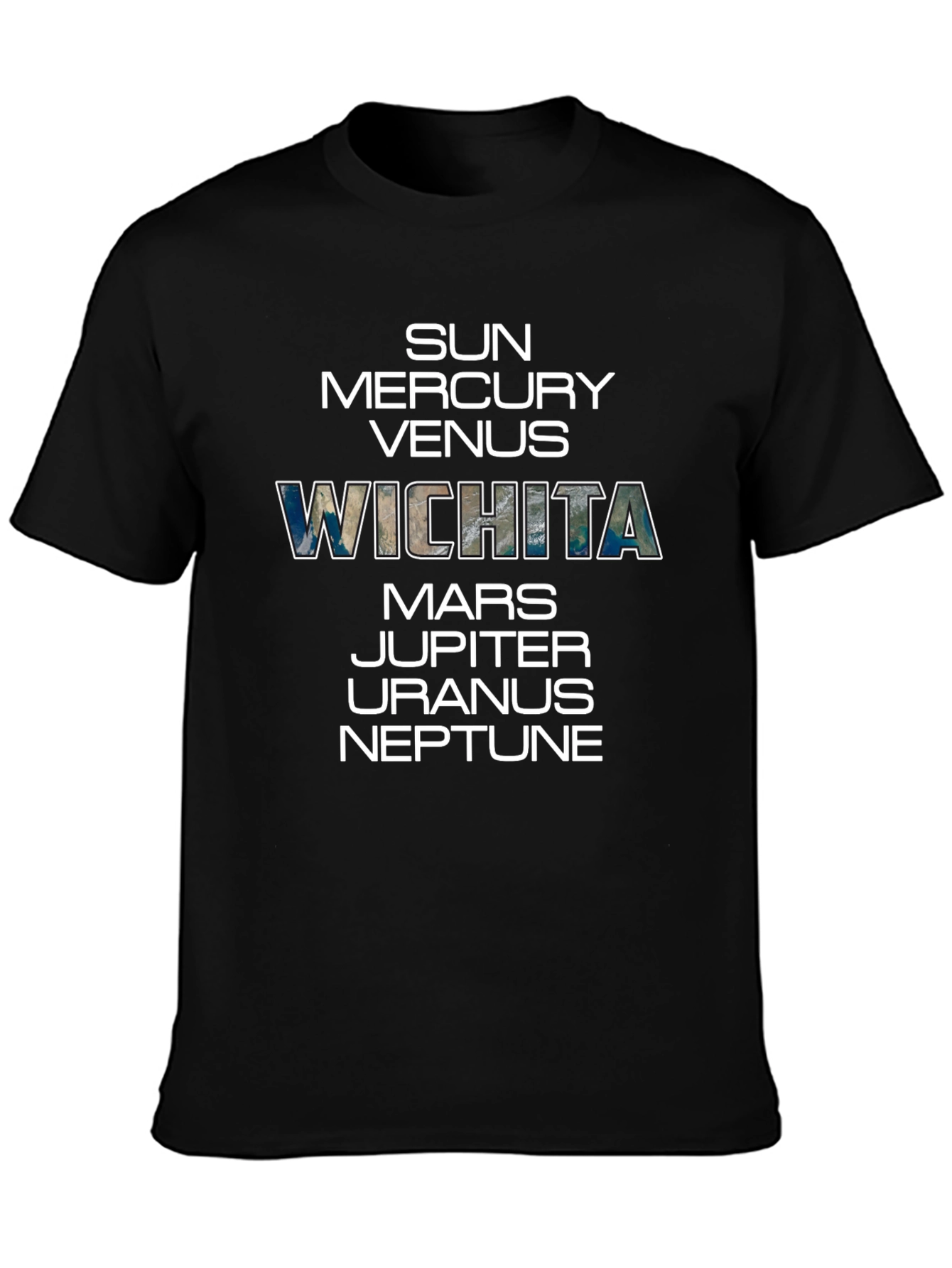 Black Planets and Wichita T-Shirt - Black Cotton Tee view 3