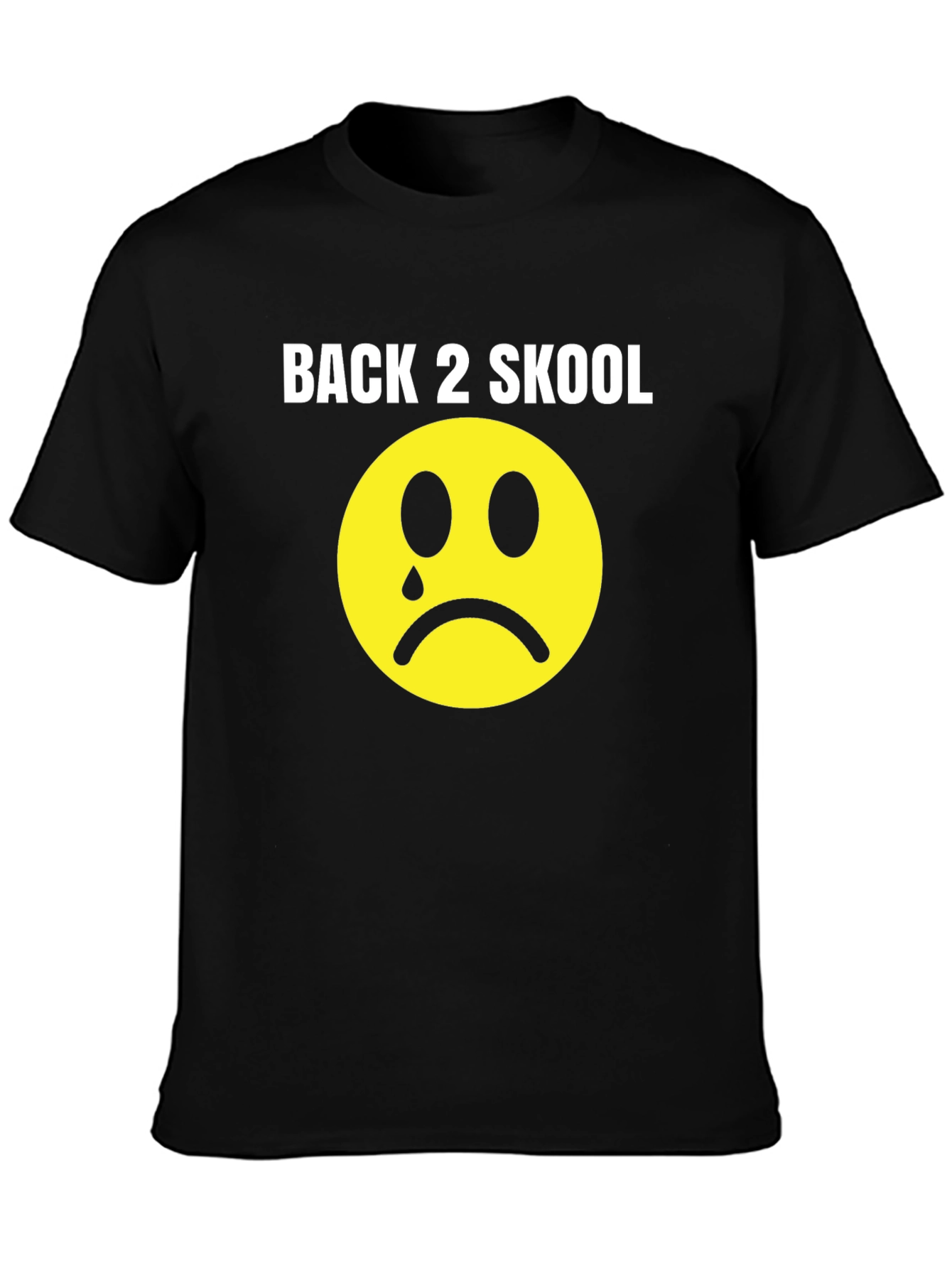 Black Back 2 Skool Sad Face T-Shirt view 3