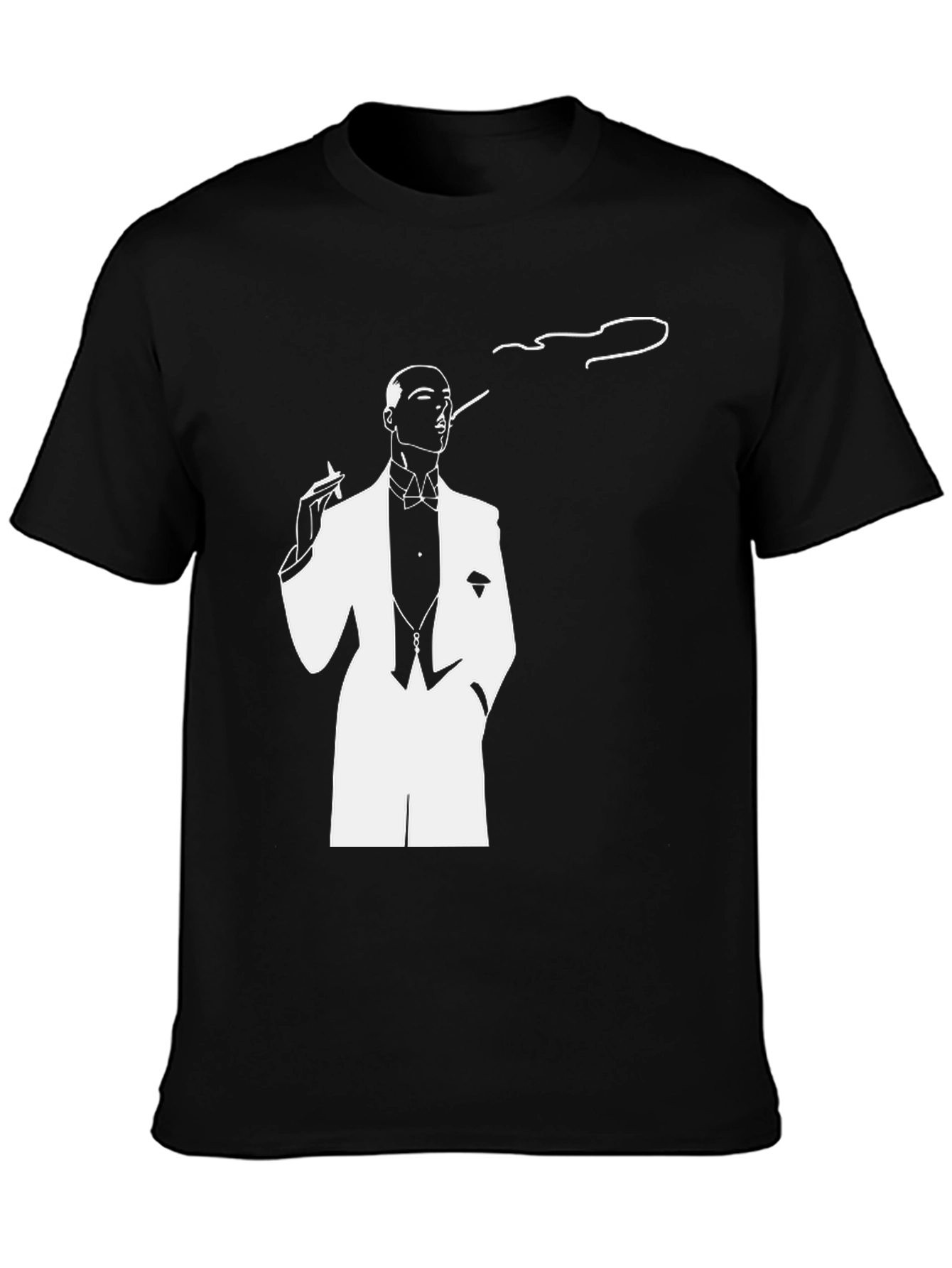 Black Dapper Smoker Graphic Tee - Stylish Black T-Shirt view 3