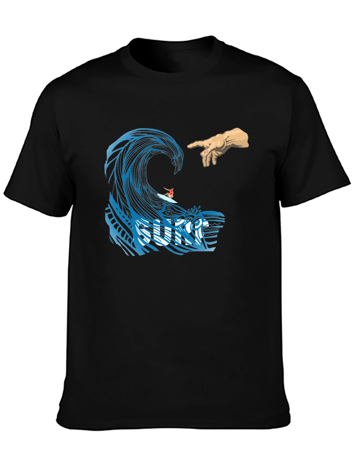 Black Surf Wave Creation T-Shirt - Unique Graphic Tee view 3